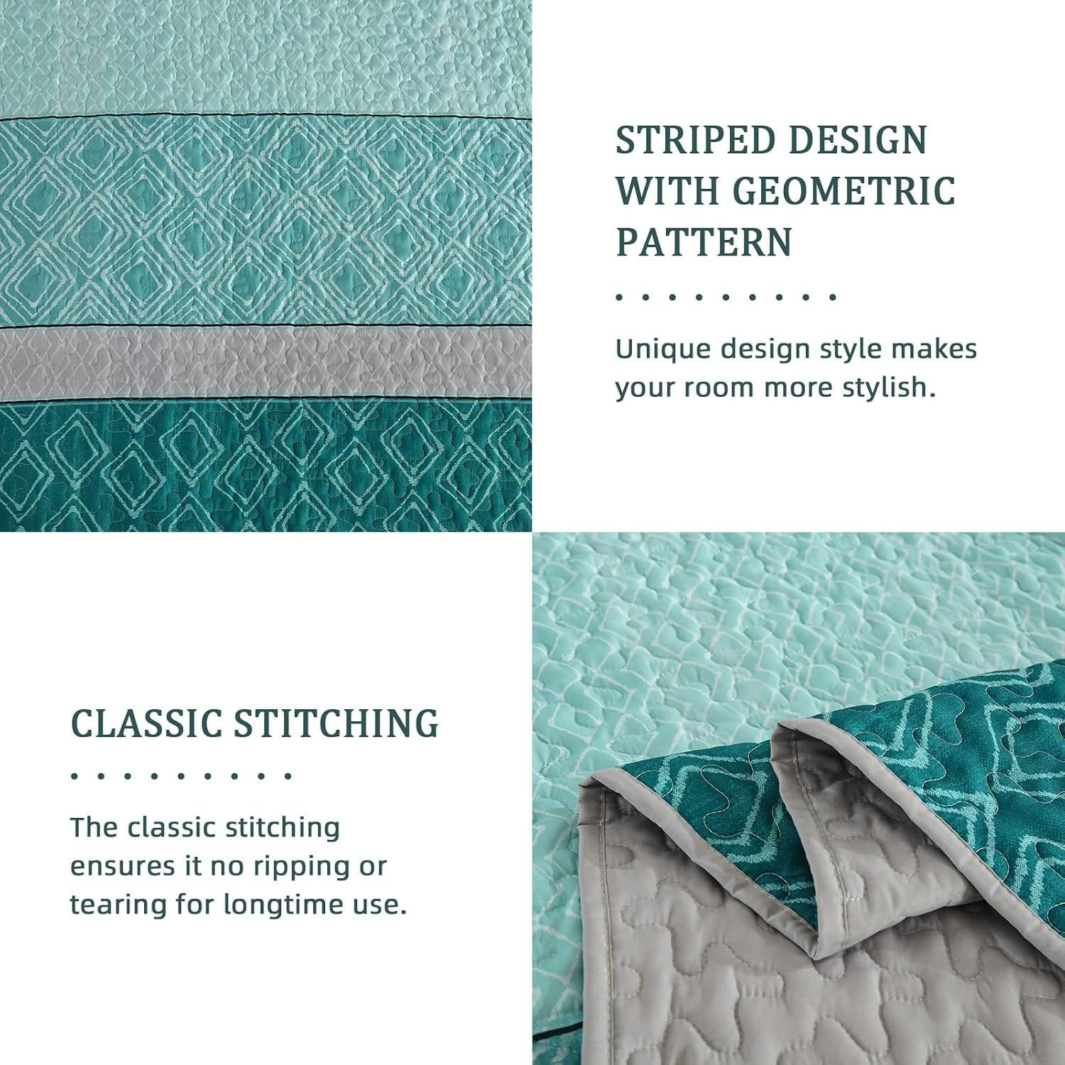Teal Quilt Set Boho 230x250cm