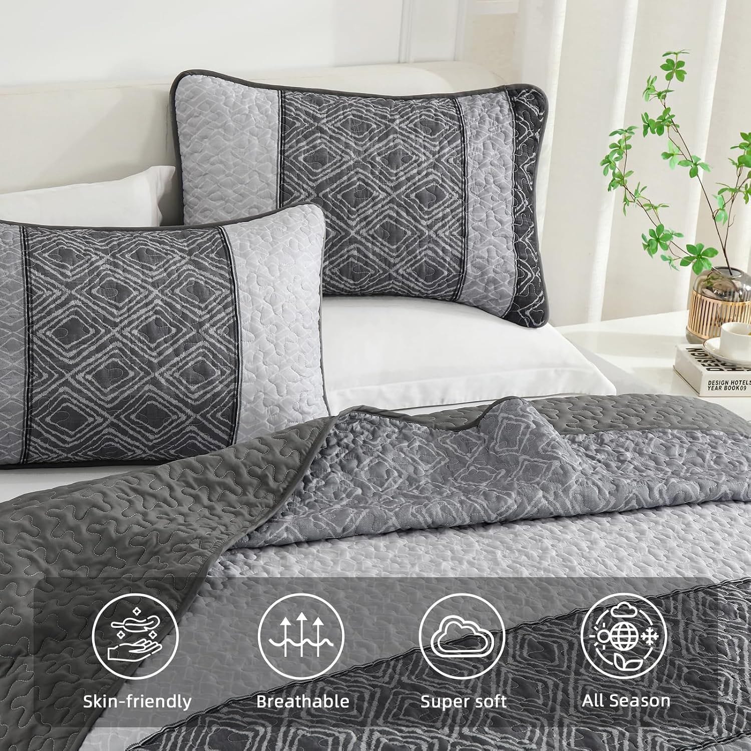 Grey Quilt Cover Set 230x250cm