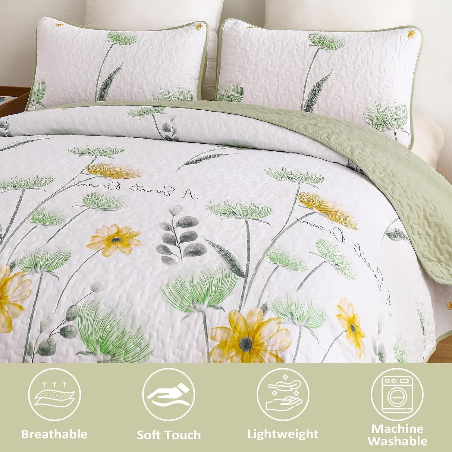 Floral Bedspread Set Soft 230x250cm