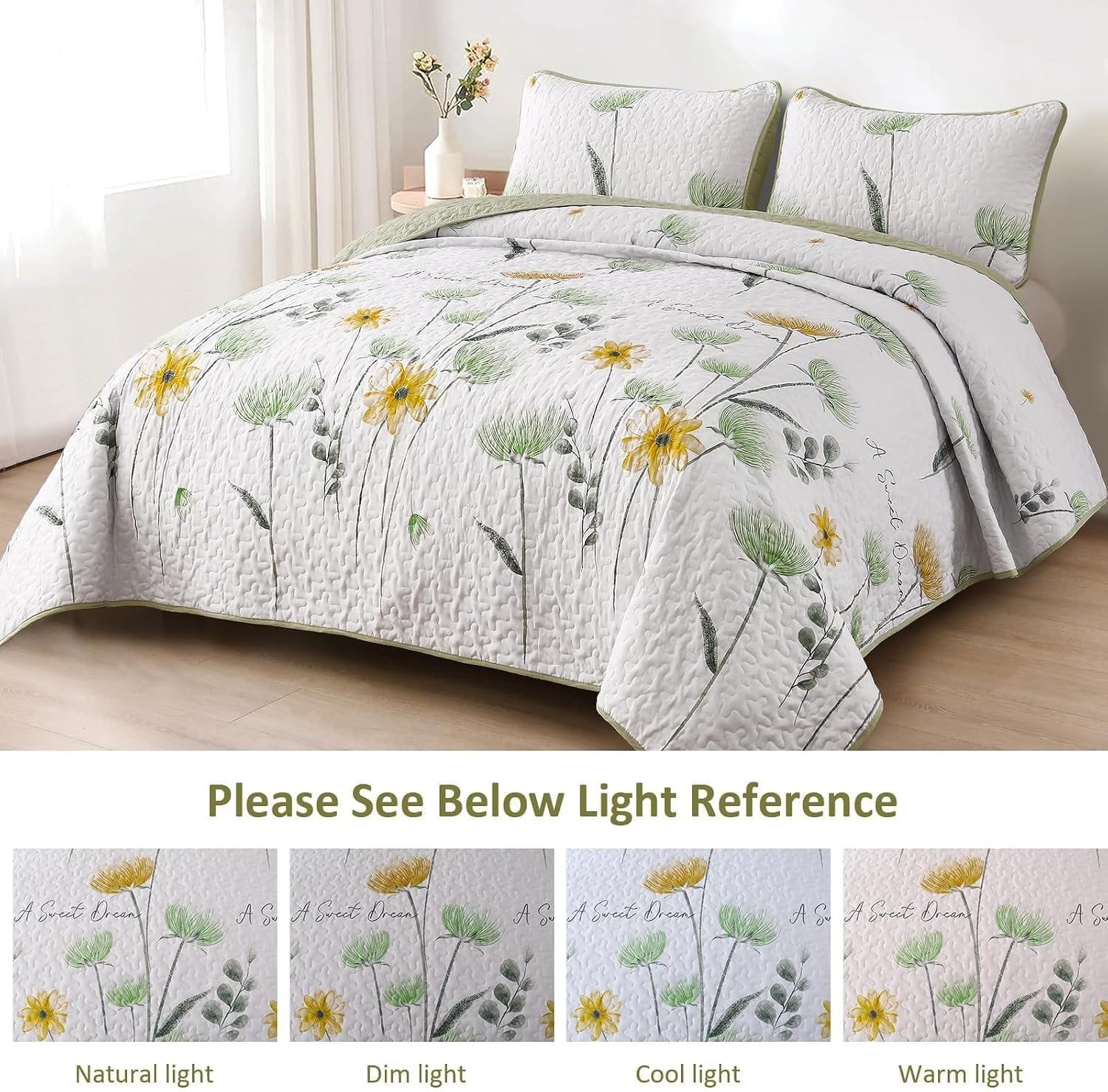 Floral Bedspread Set Soft 230x250cm
