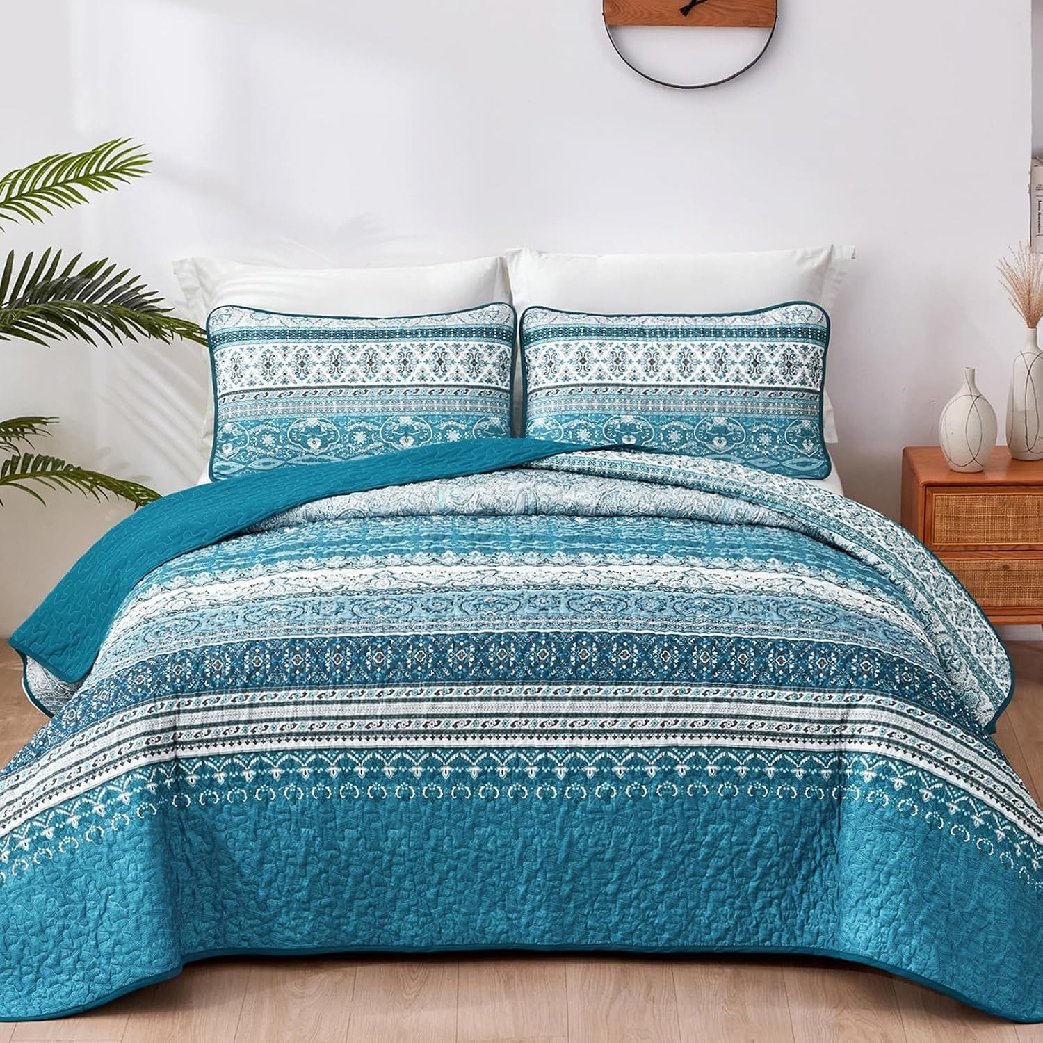 Blue Bedspread Set Soft 230x250cm
