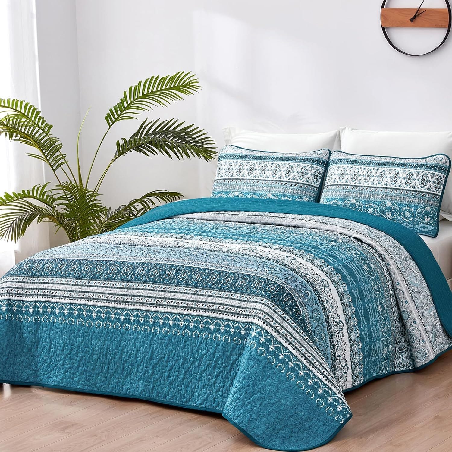 Blue Bedspread Set Soft 230x250cm