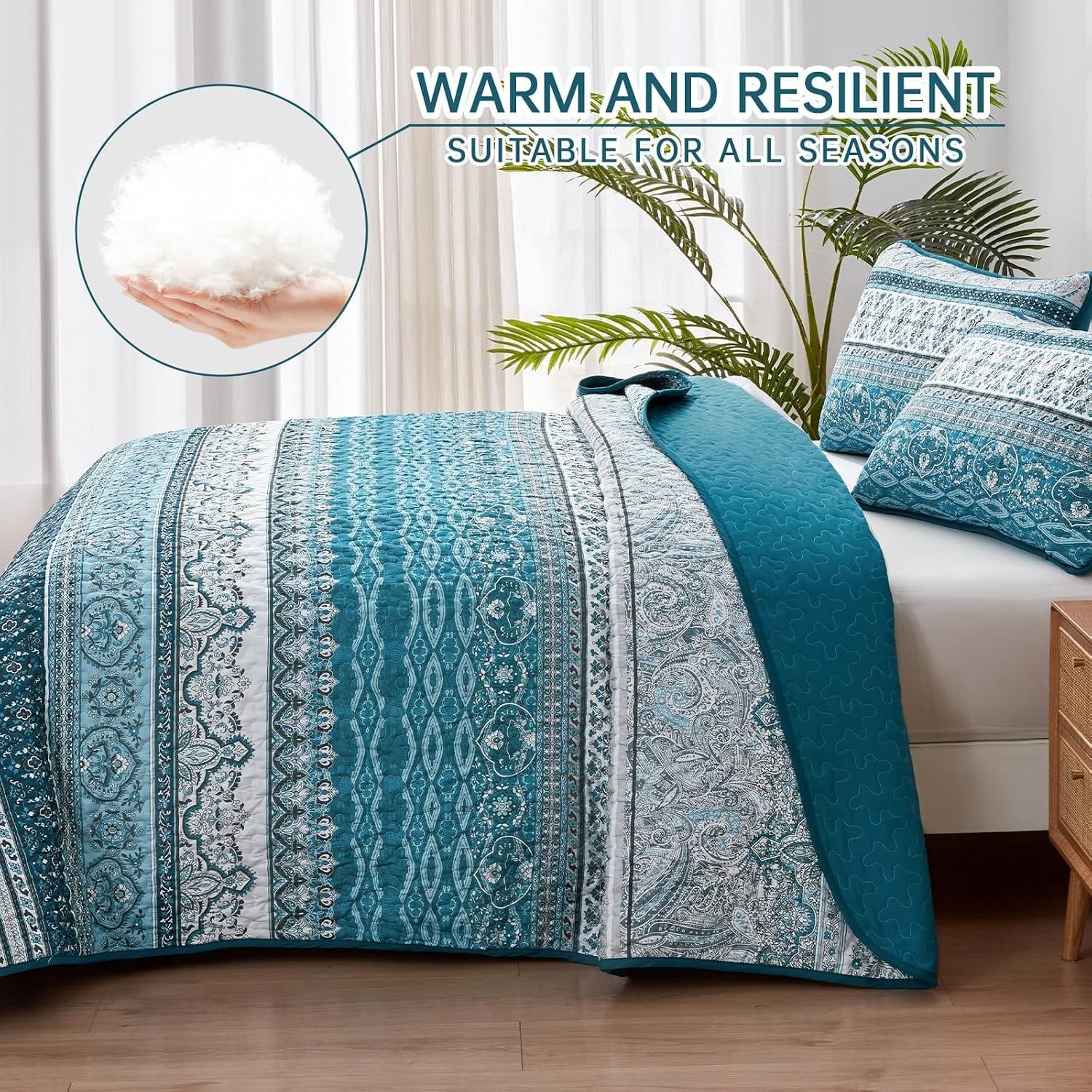 Blue Bedspread Set Soft 230x250cm