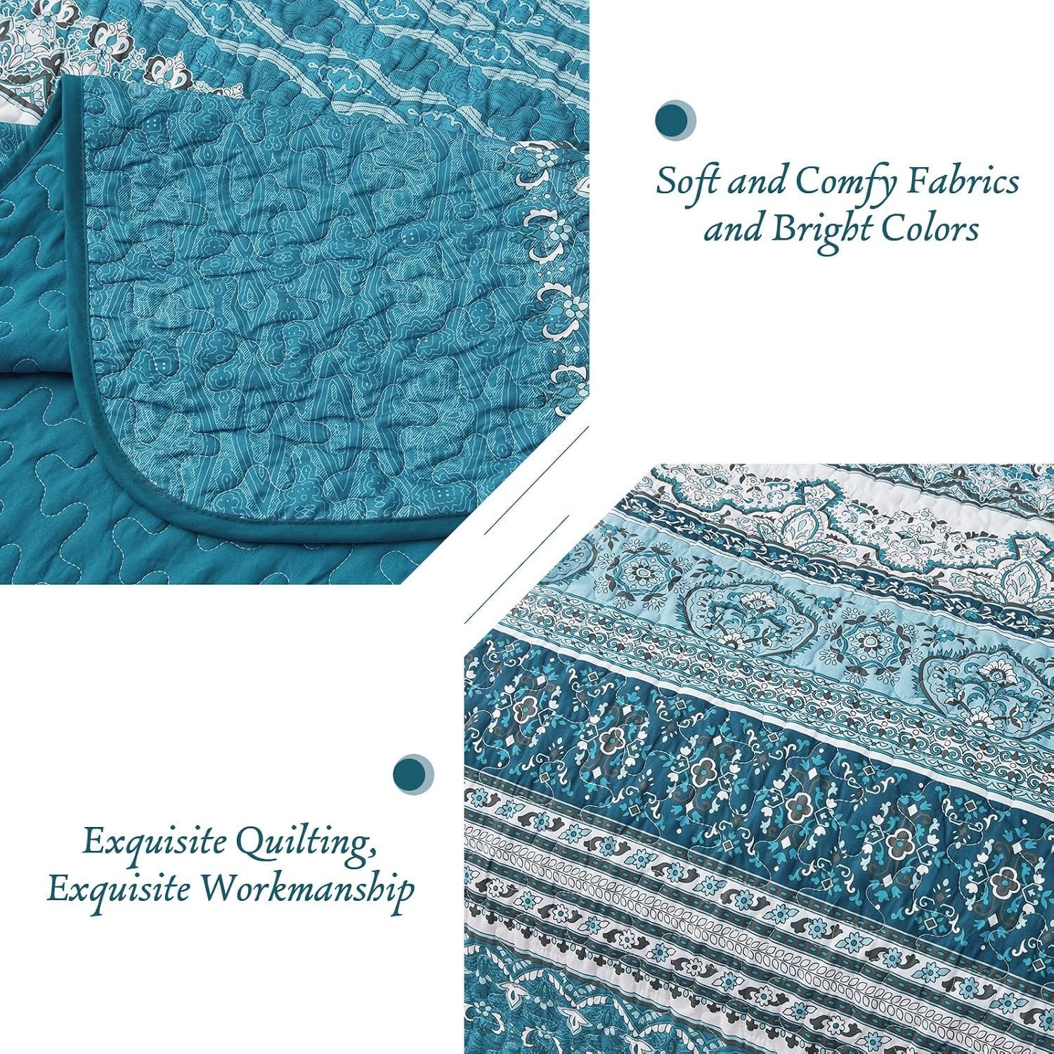 Blue Bedspread Set Soft 230x250cm