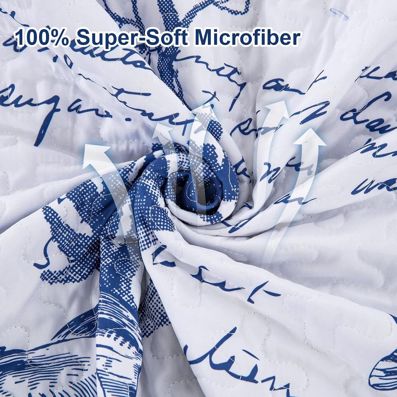 Navy Bedspread Set Coastal 230x250cm