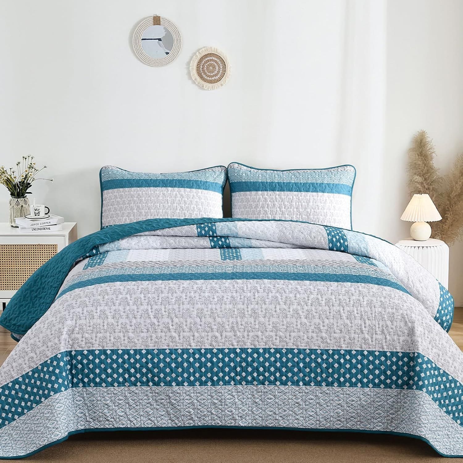 Boho Bedspread Set Blue 230x250cm