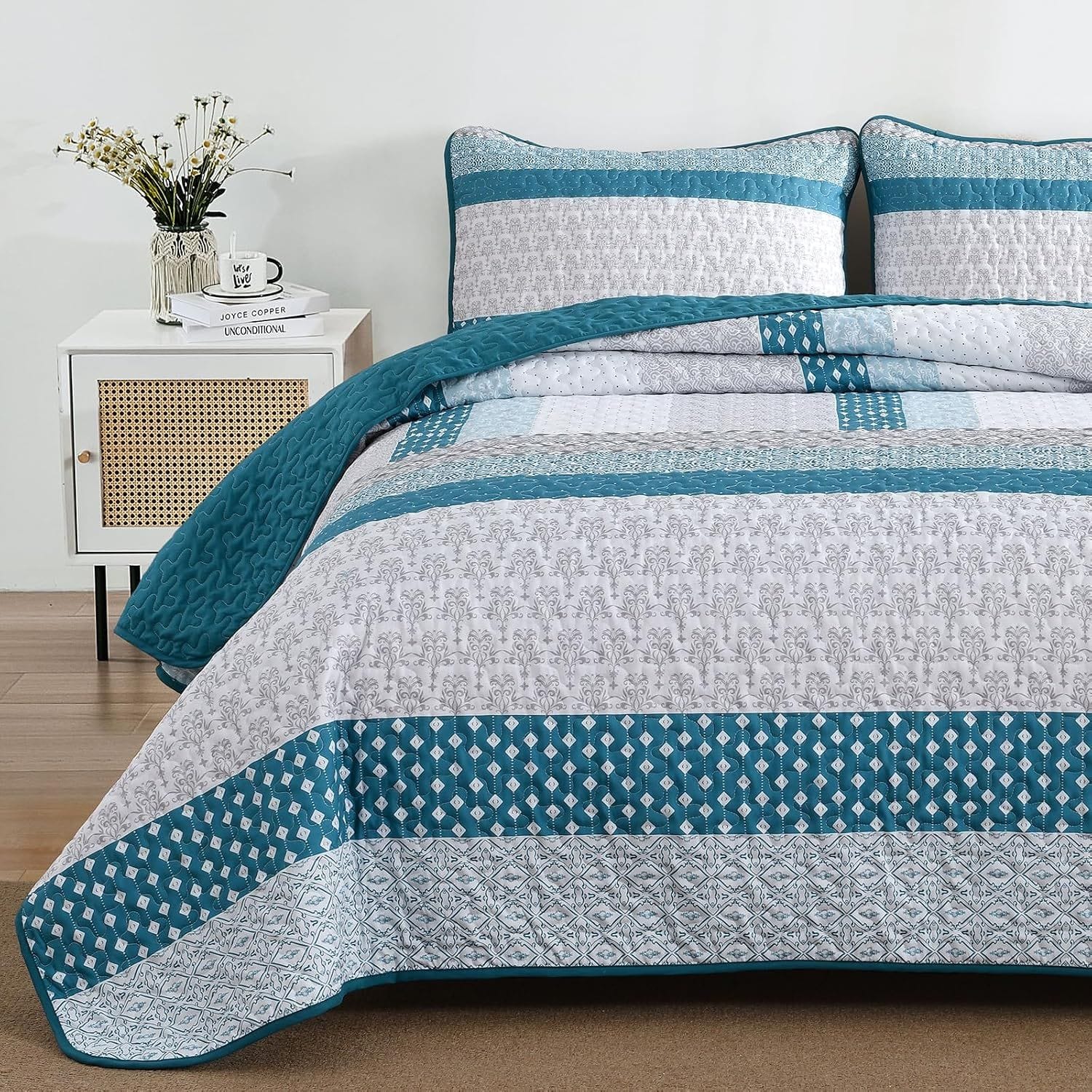 Boho Bedspread Set Blue 230x250cm