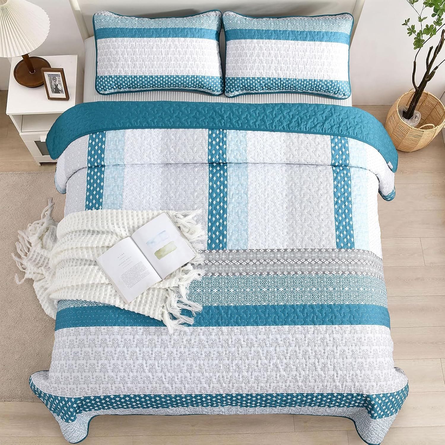 Boho Bedspread Set Blue 230x250cm