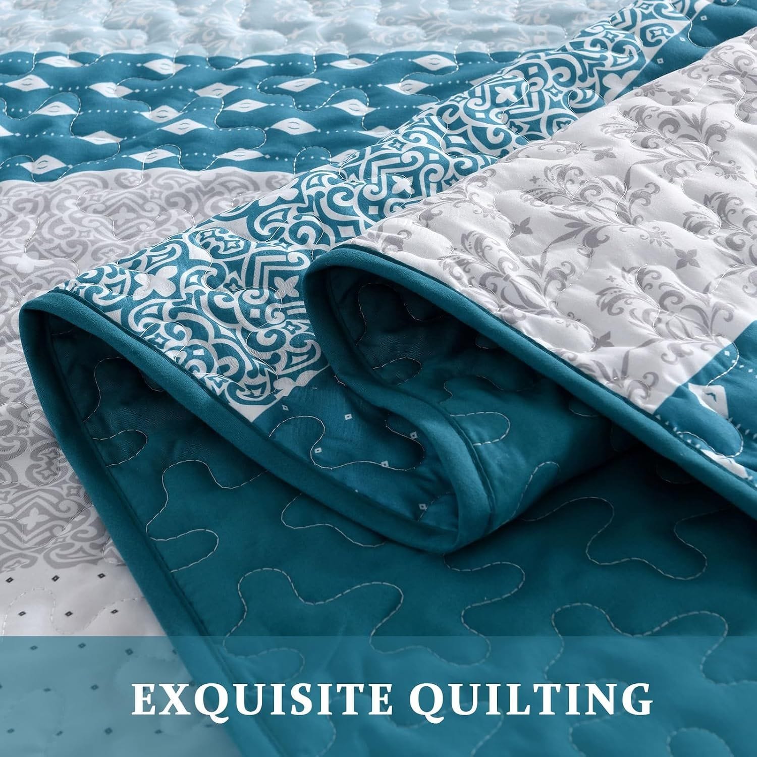 Boho Bedspread Set Blue 230x250cm