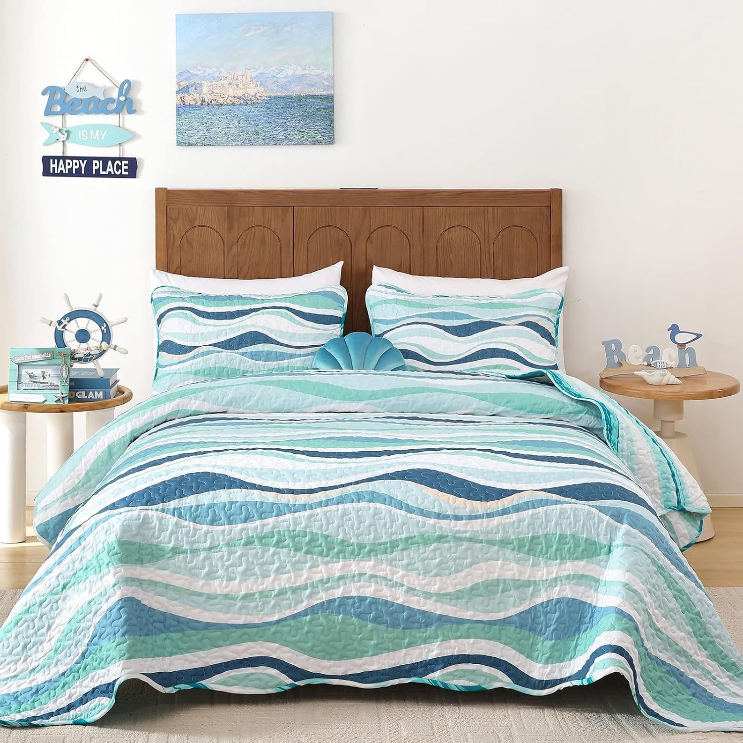 Coastal Bedspread Set Soft 230x250cm