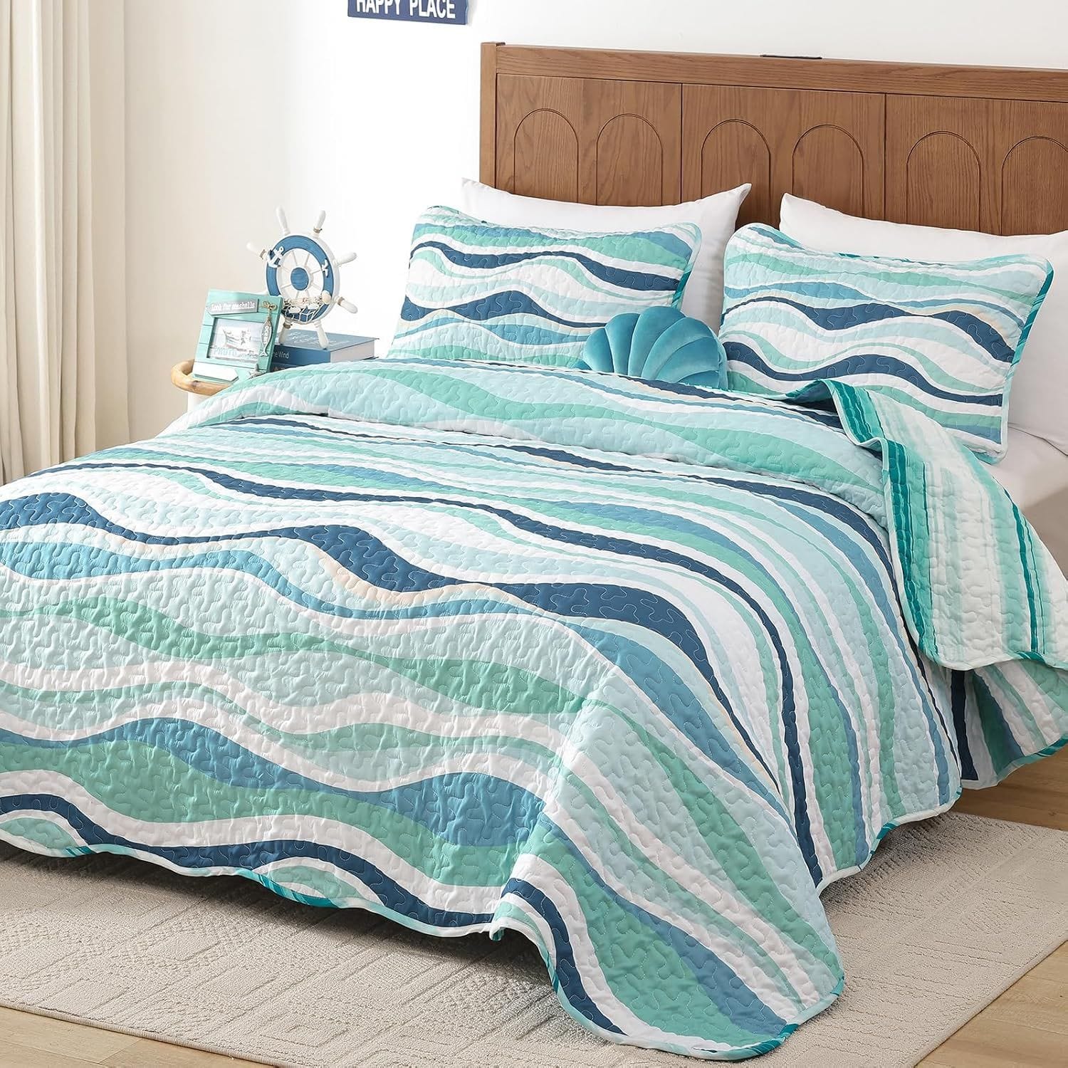 Coastal Bedspread Set Soft 230x250cm