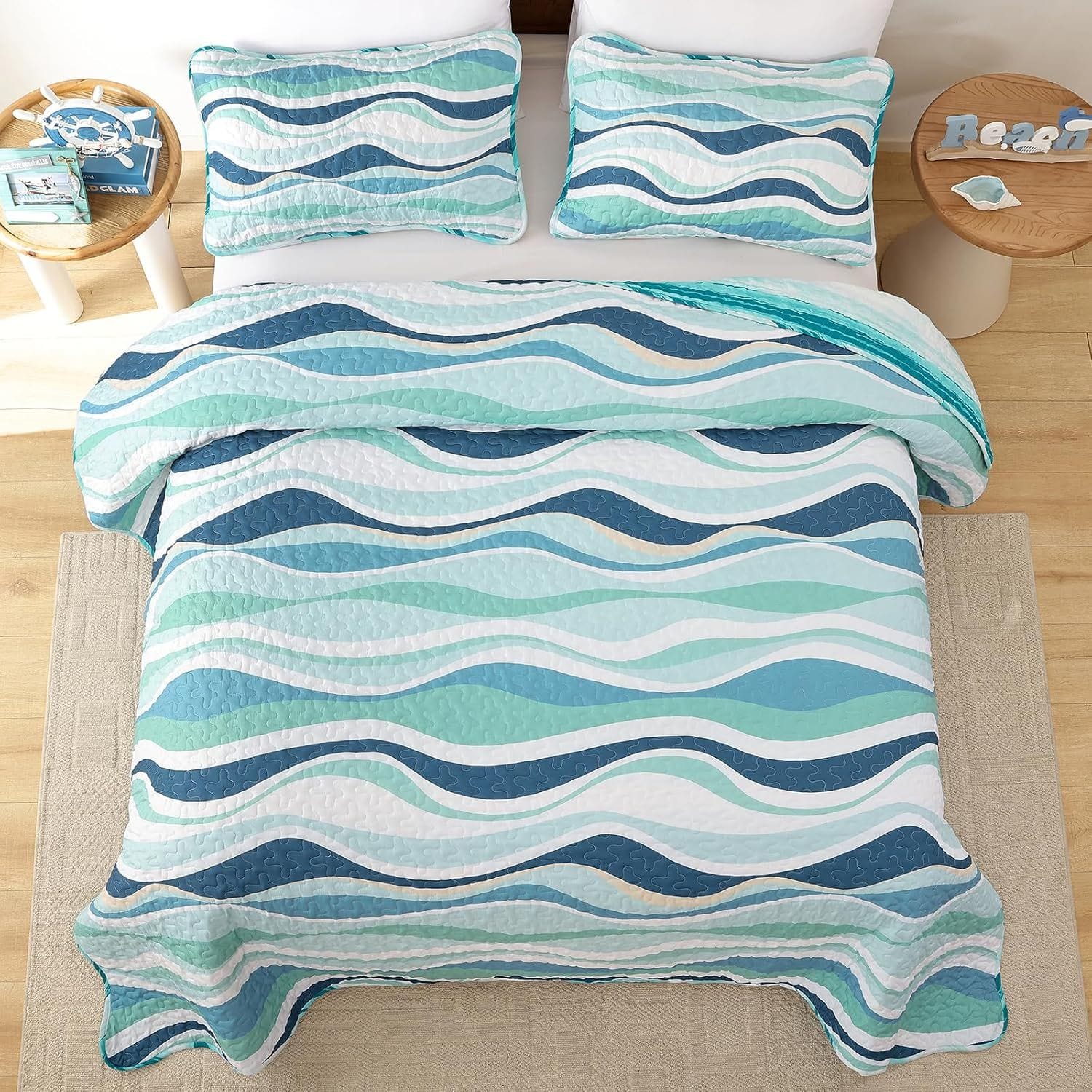 Coastal Bedspread Set Soft 230x250cm