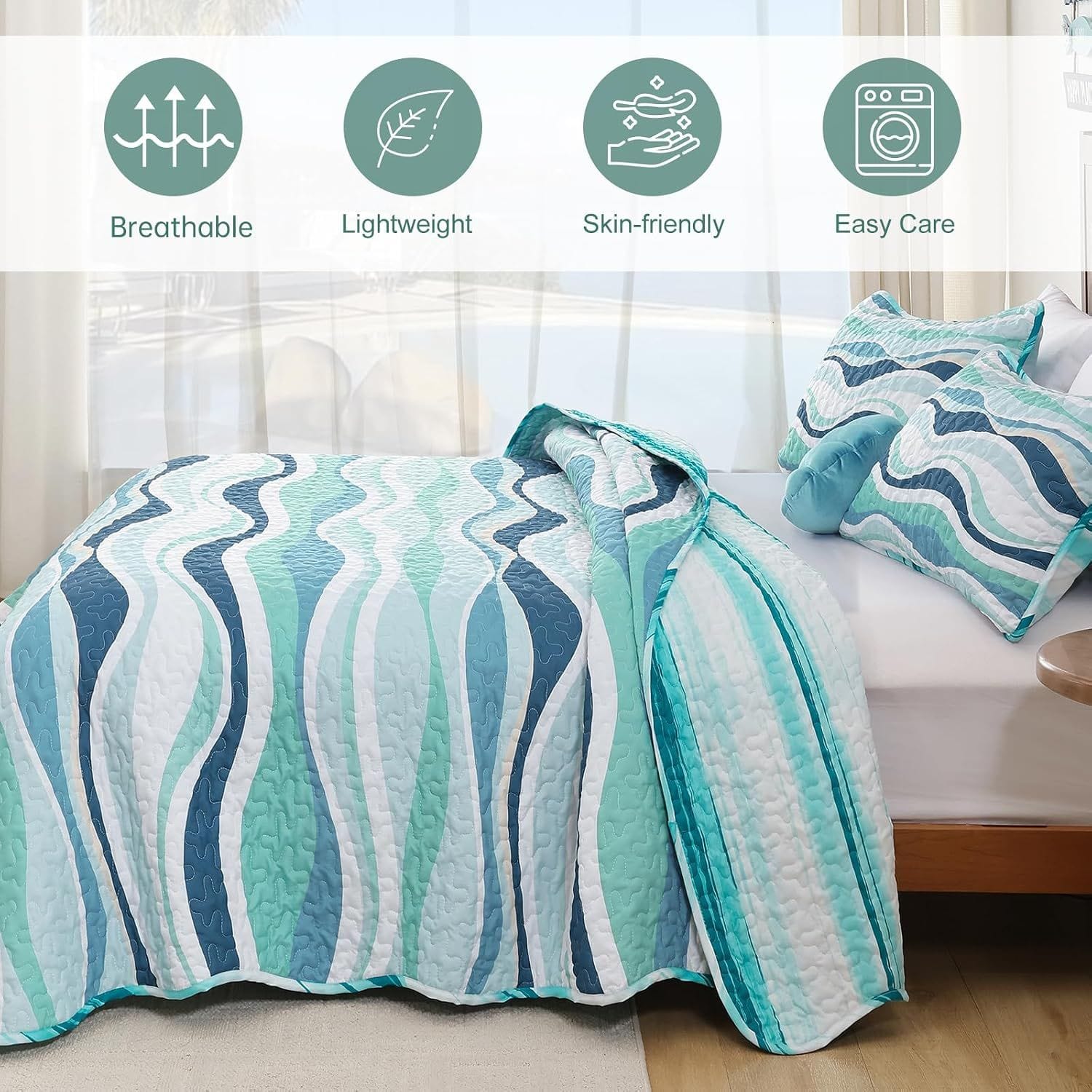 Coastal Bedspread Set Soft 230x250cm