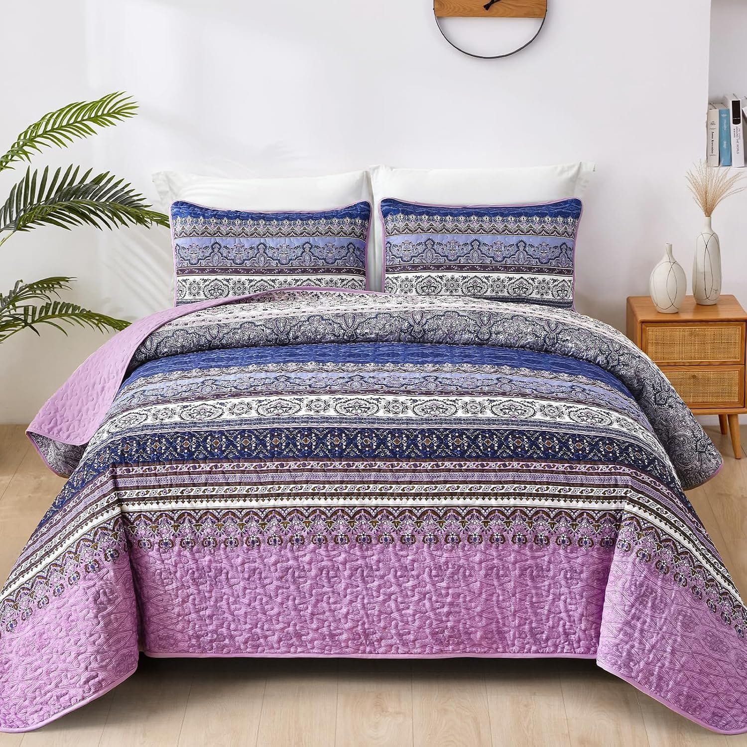 Purple Bedspread Set Soft 230x250cm