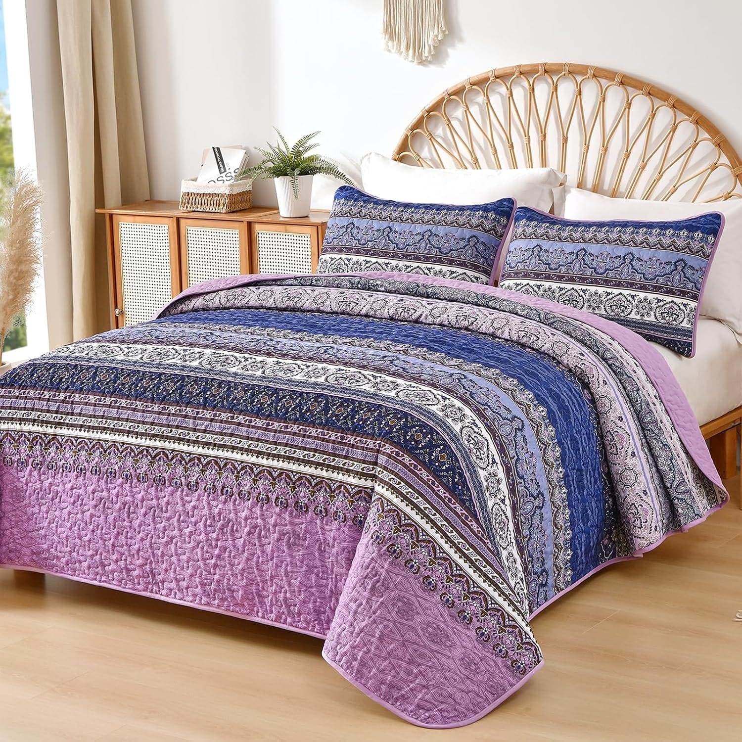 Purple Bedspread Set Soft 230x250cm