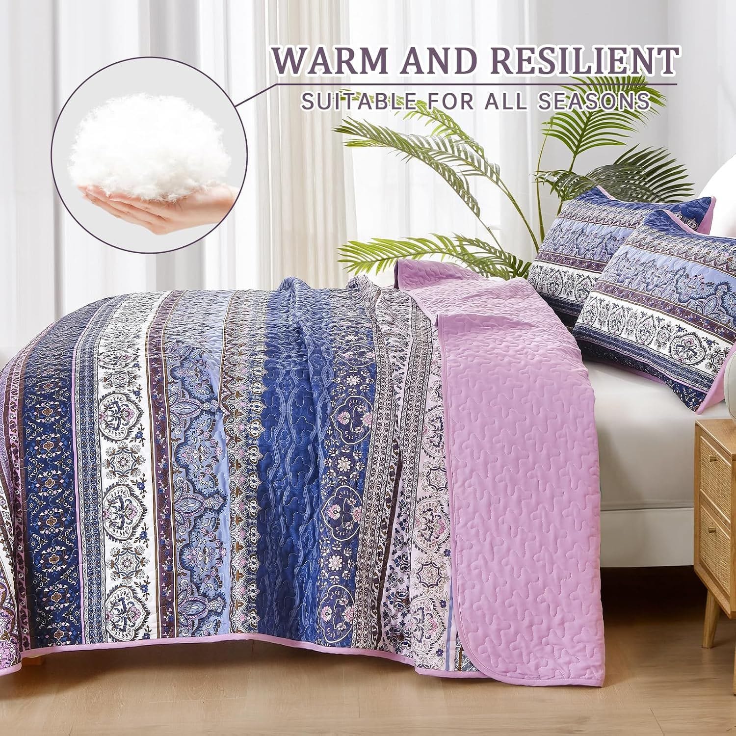 Purple Bedspread Set Soft 230x250cm