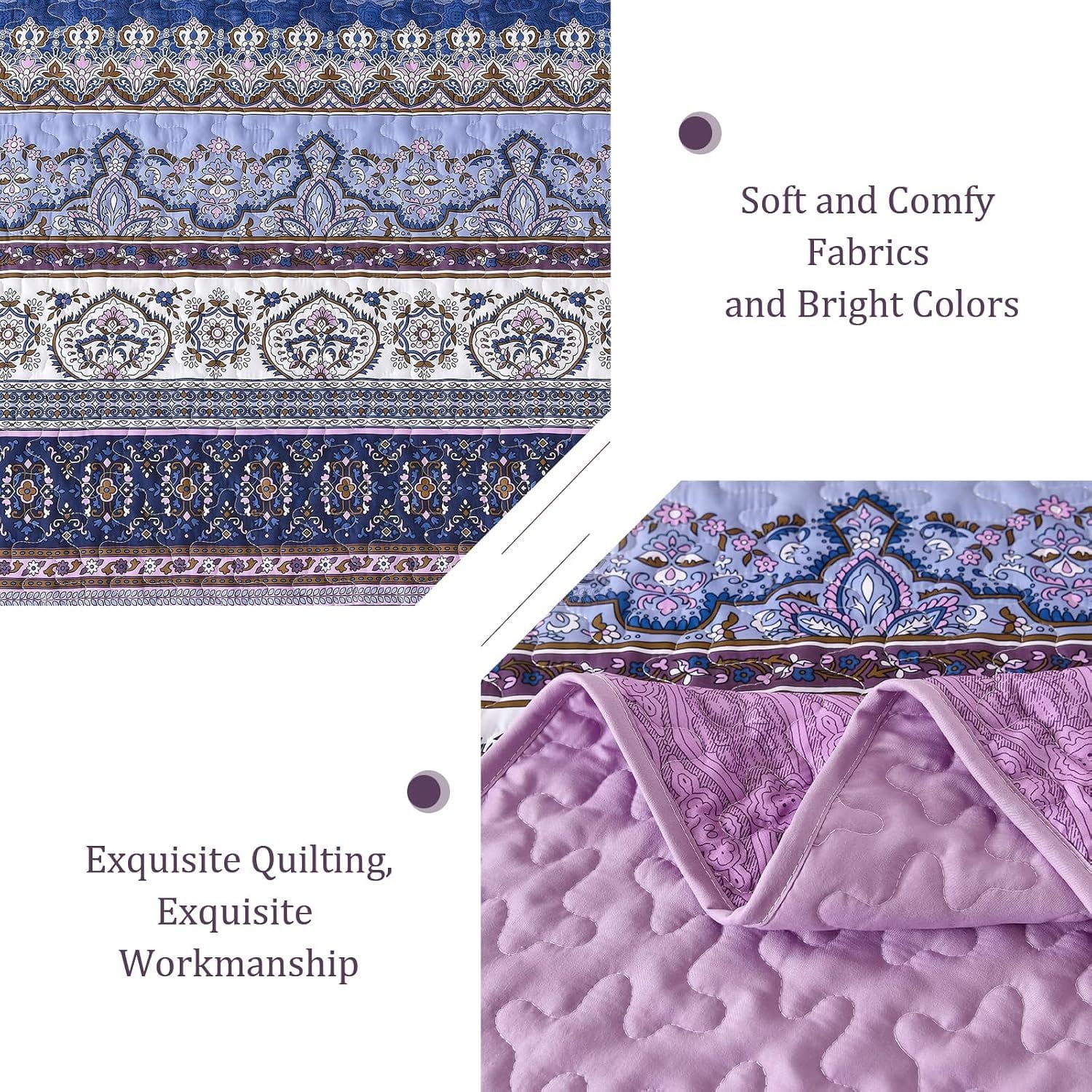 Purple Bedspread Set Soft 230x250cm
