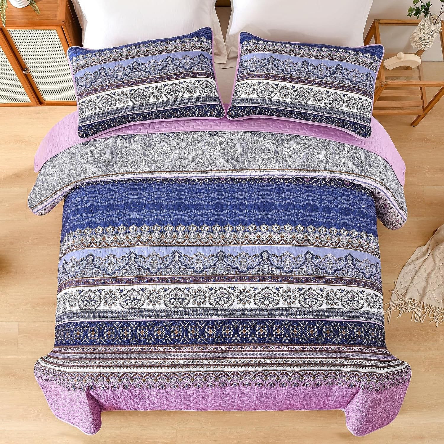 Purple Bedspread Set Soft 230x250cm