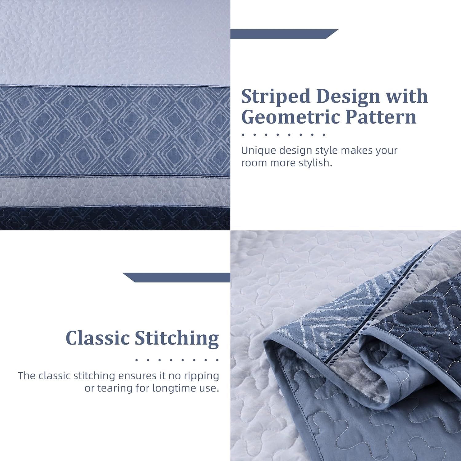 Blue Stripe Bedspread Set 230x250cm