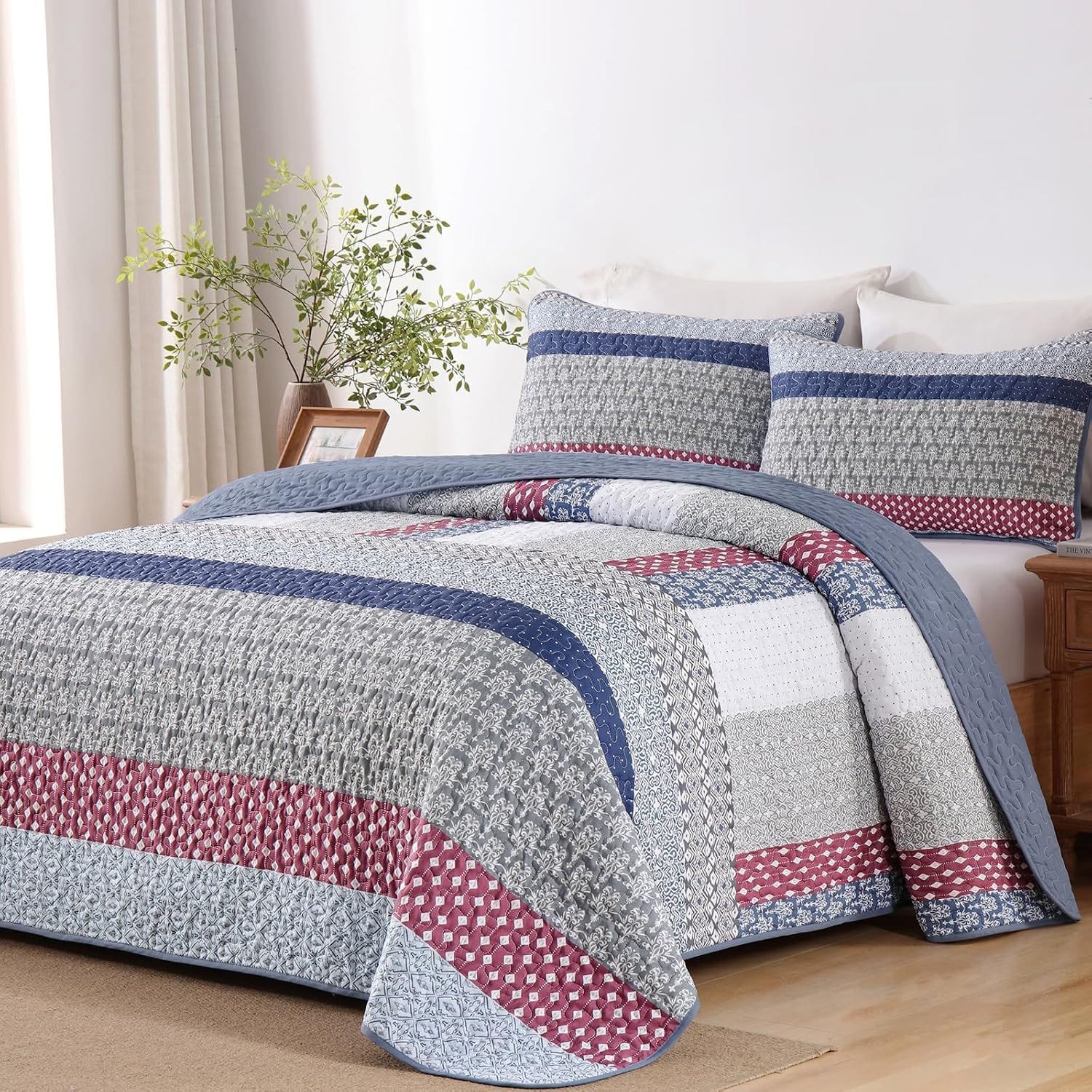 Boho Quilt Cover Set Red 230x250cm
