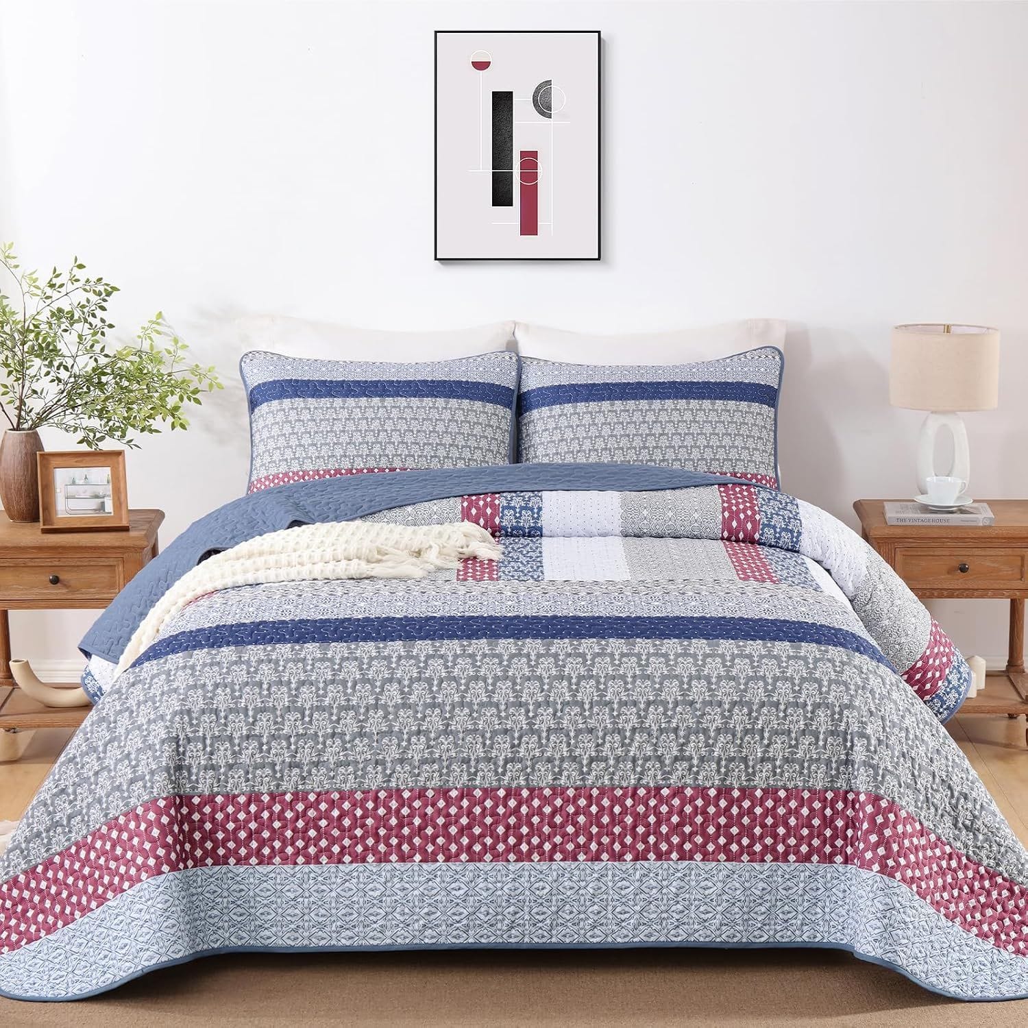 Boho Quilt Cover Set Red 230x250cm