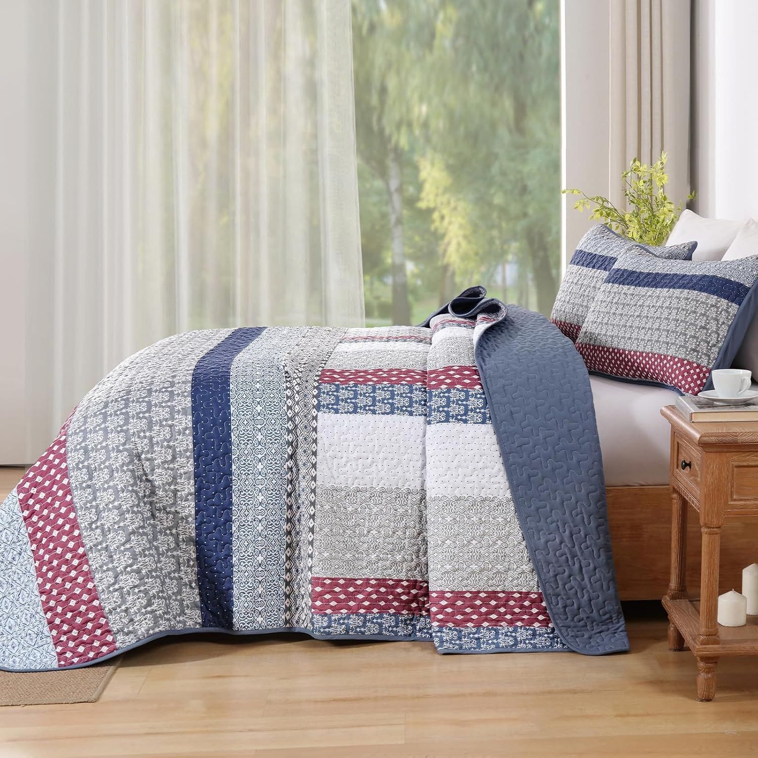 Boho Quilt Cover Set Red 230x250cm