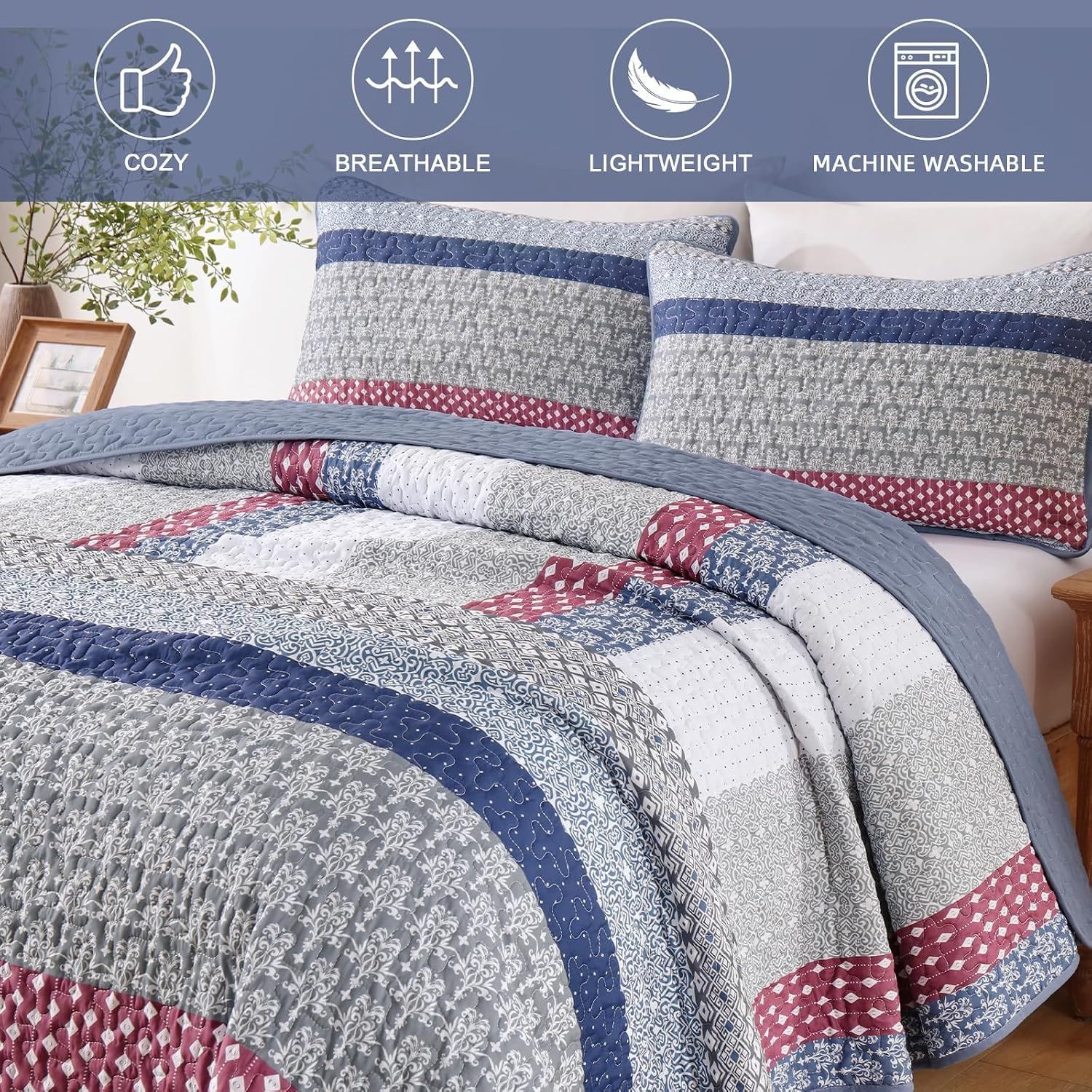 Boho Quilt Cover Set Red 230x250cm