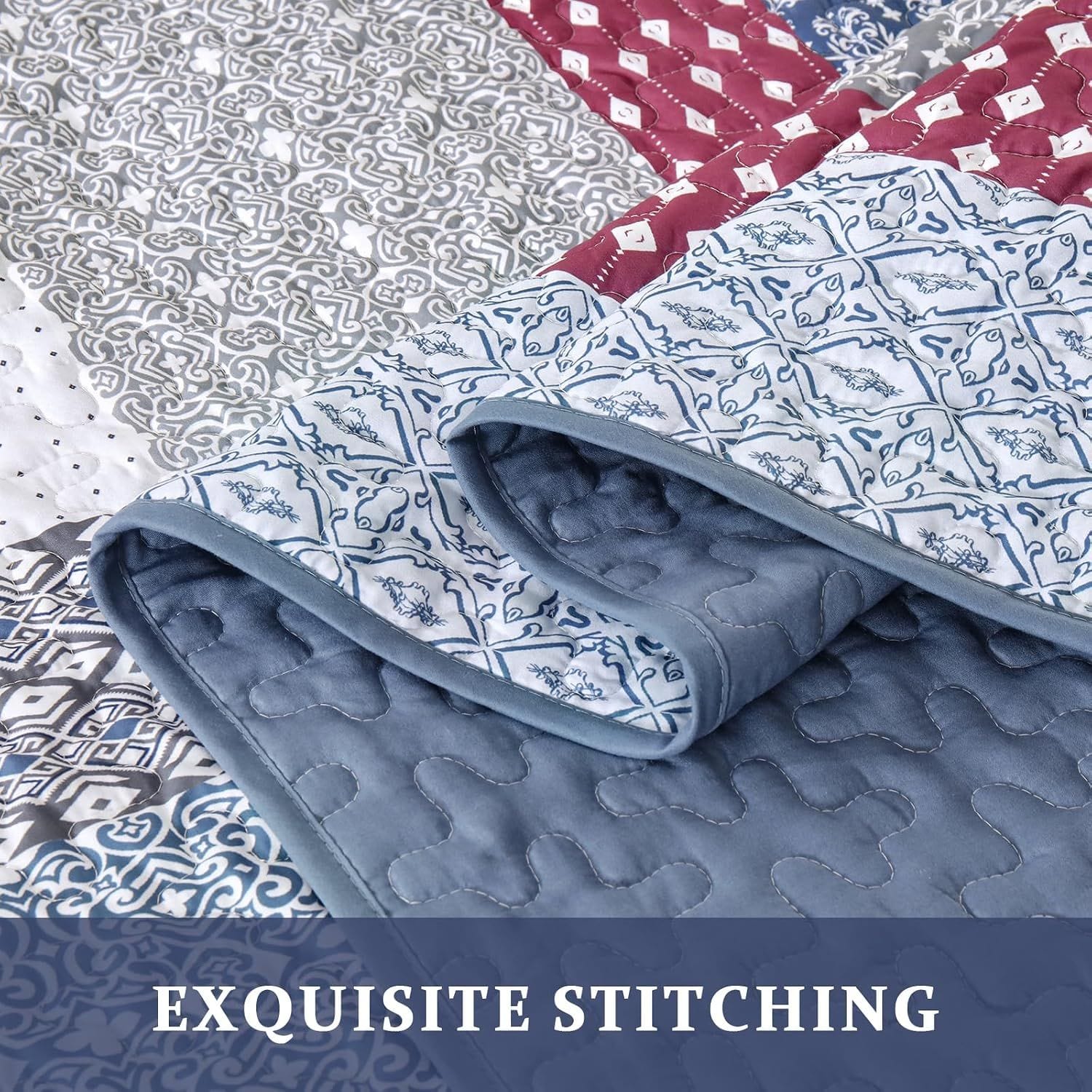 Boho Quilt Cover Set Red 230x250cm