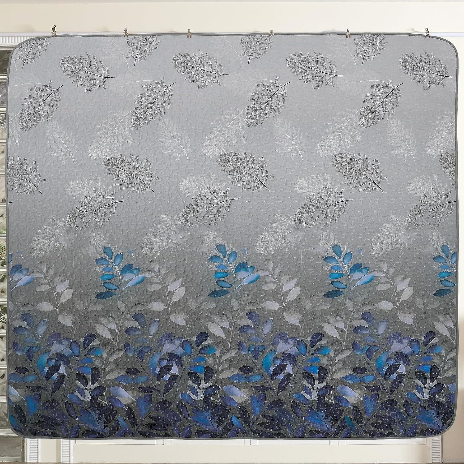 Grey Floral Bedspread Set 230x250cm