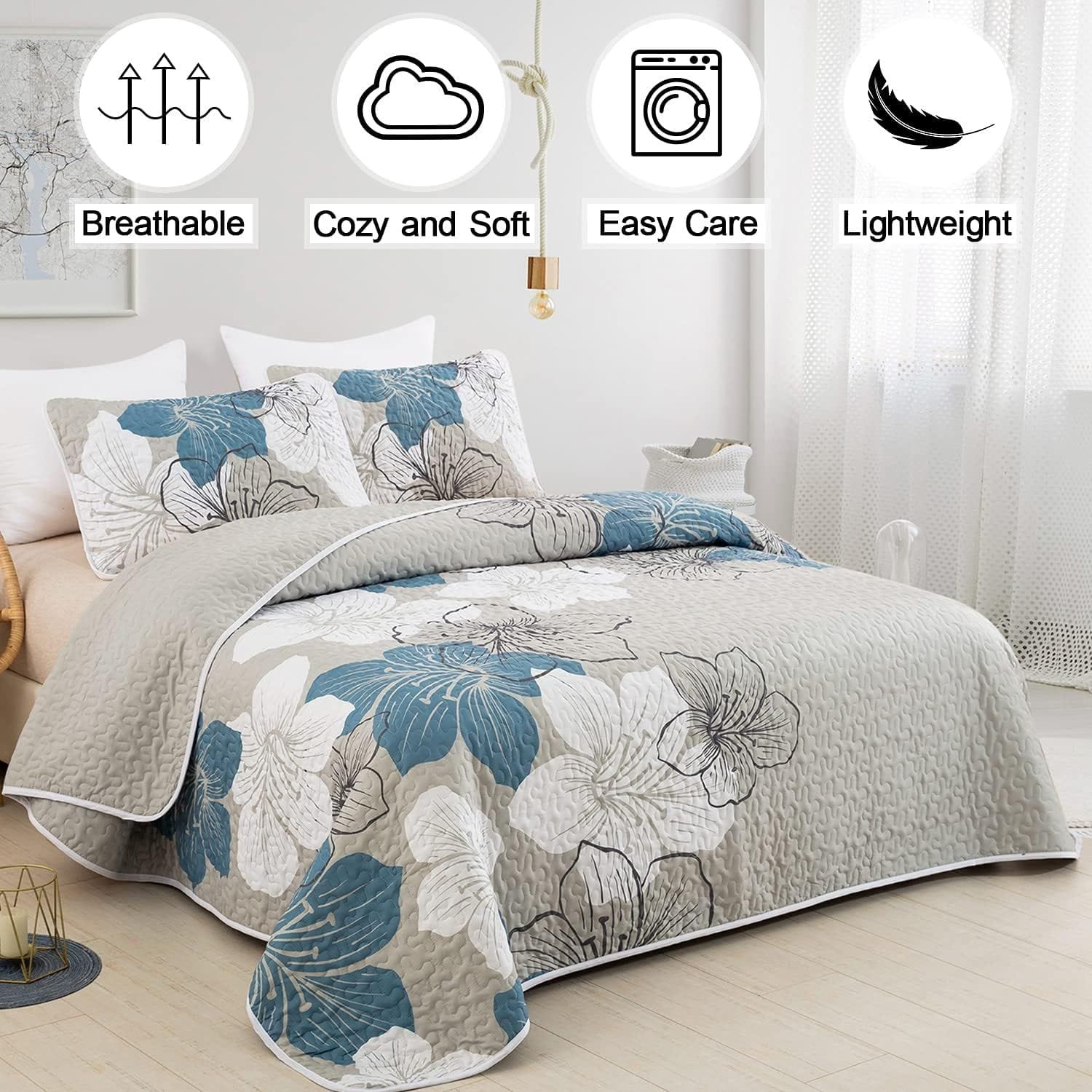 Boho Blue Bedspread Set 230x250cm