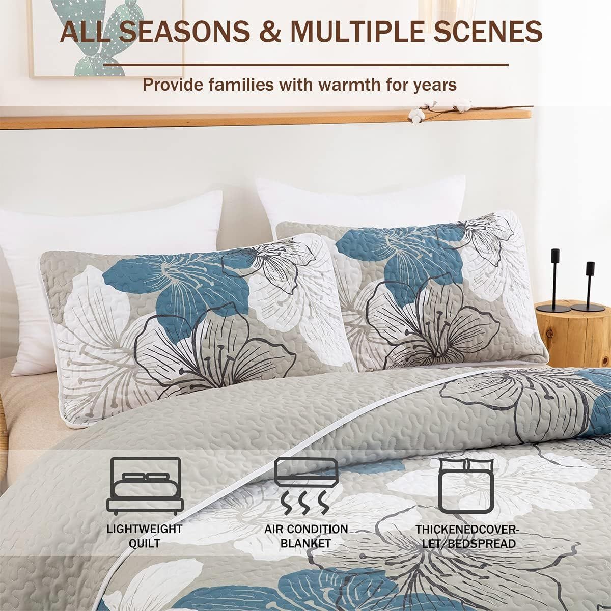 Boho Blue Bedspread Set 230x250cm