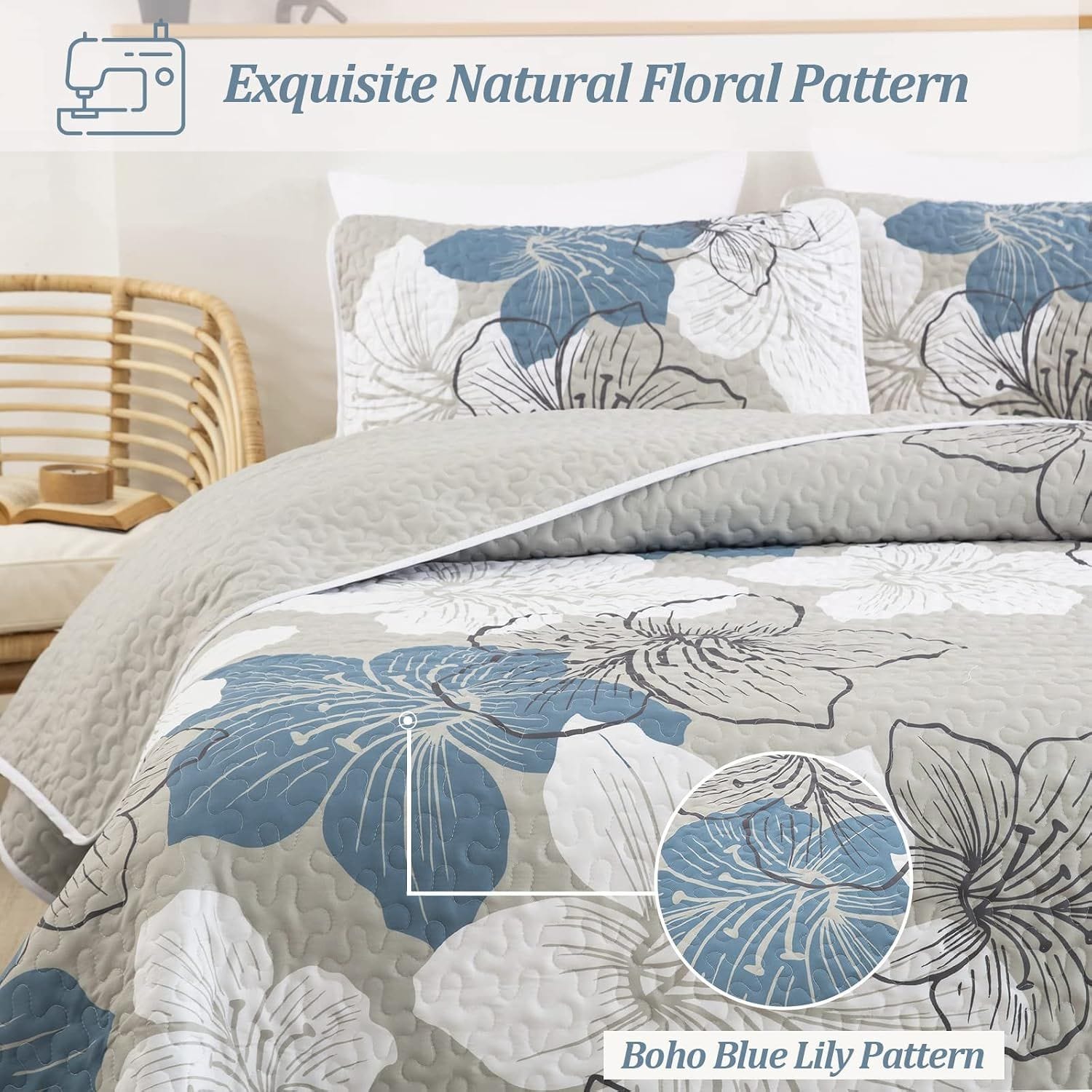 Boho Blue Bedspread Set 230x250cm