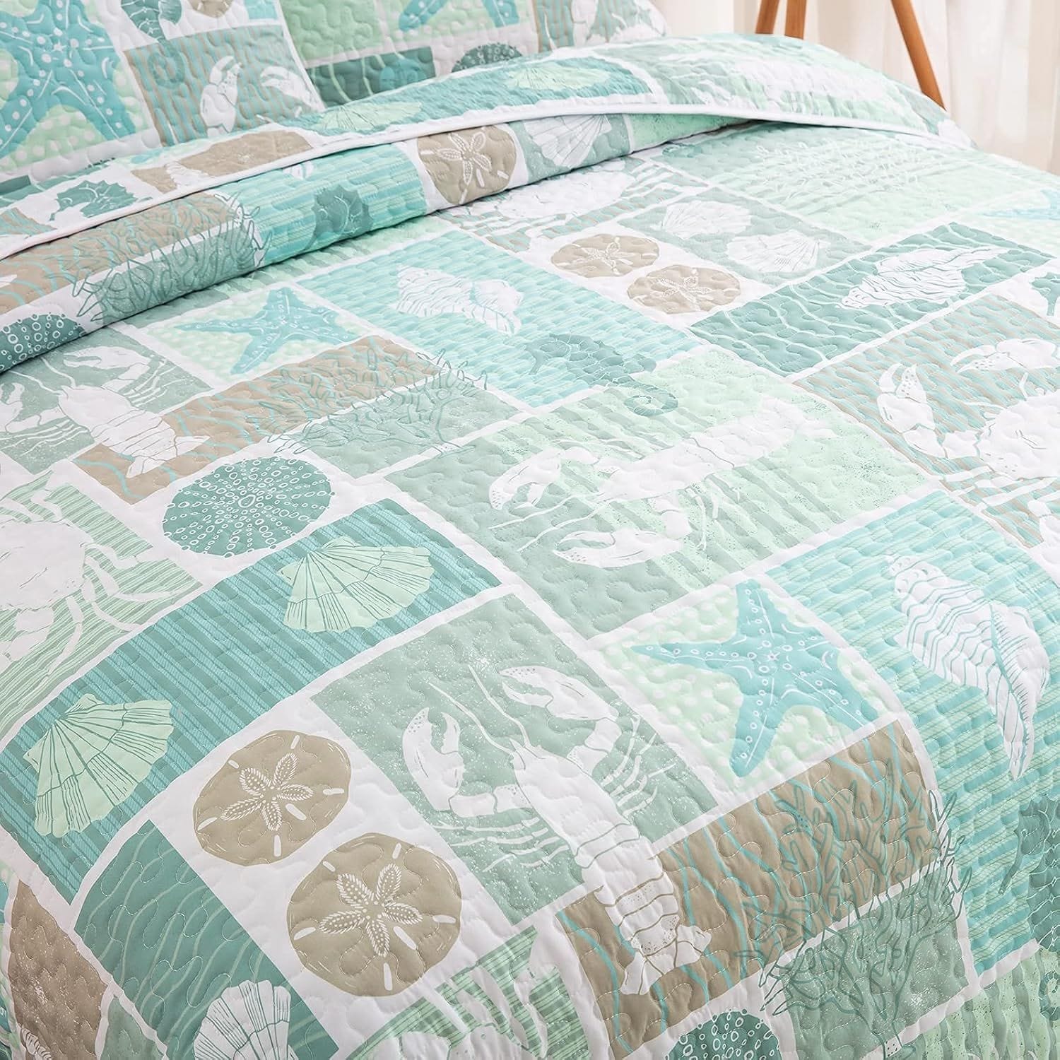 Green Quilt Coverlet Set 230x250cm