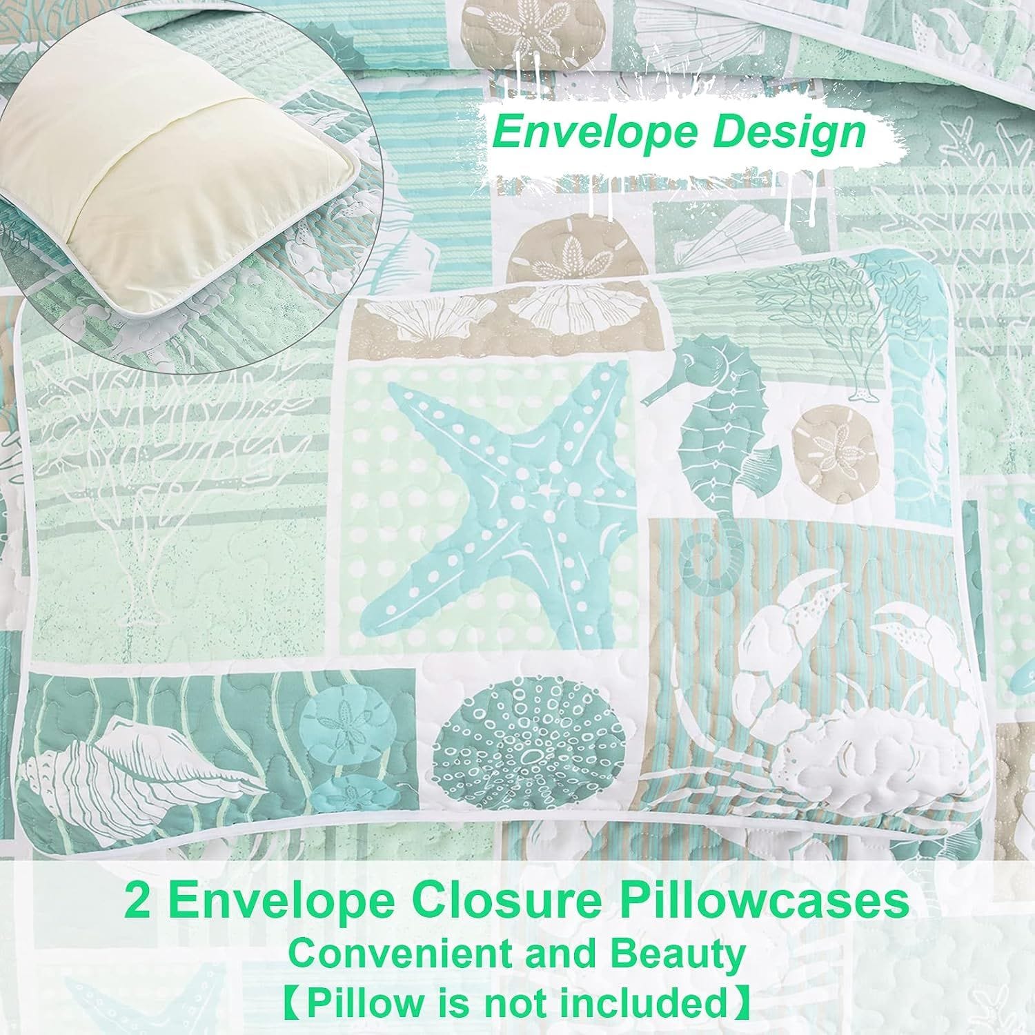 Green Quilt Coverlet Set 230x250cm
