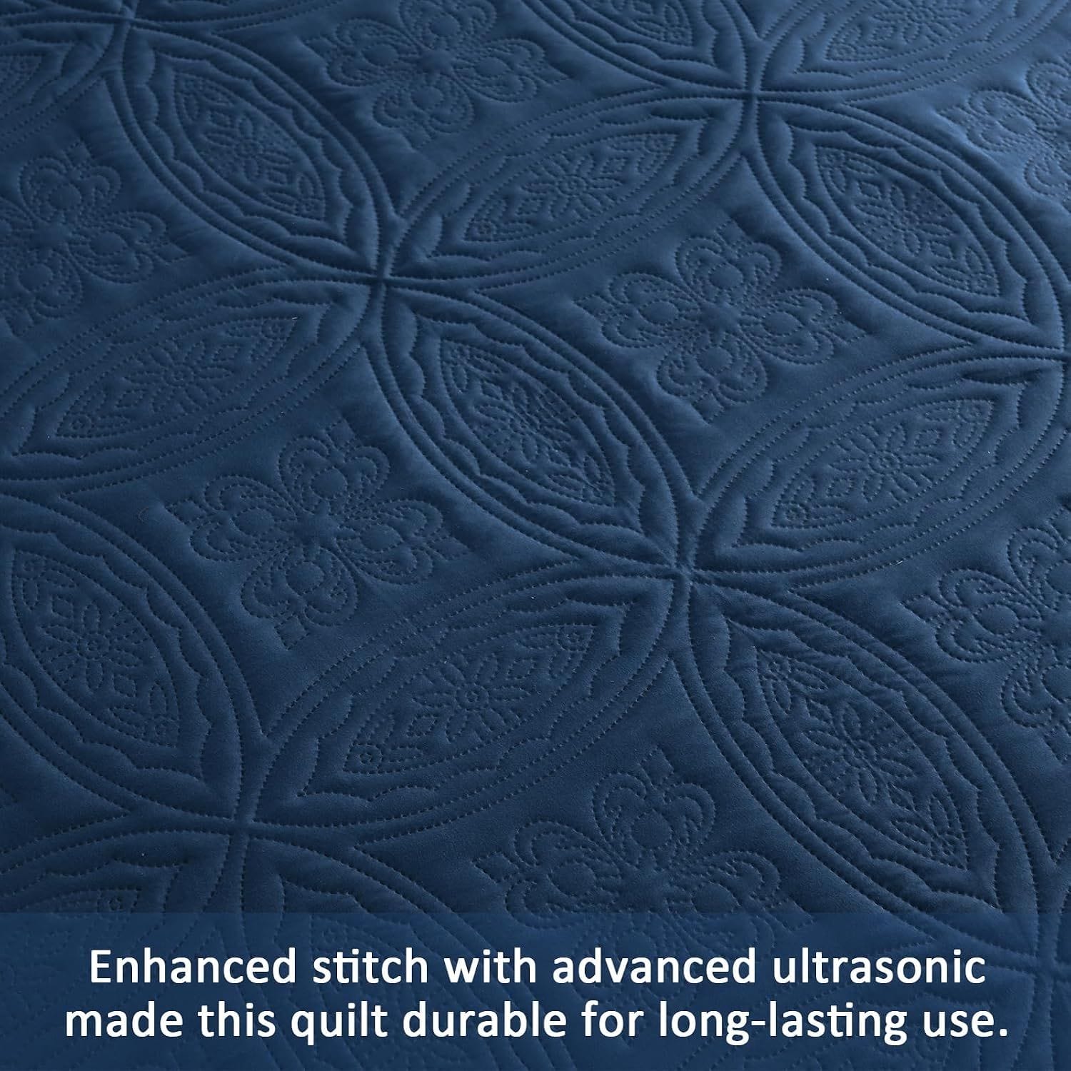 Navy Bedspread Set Soft 230x250cm