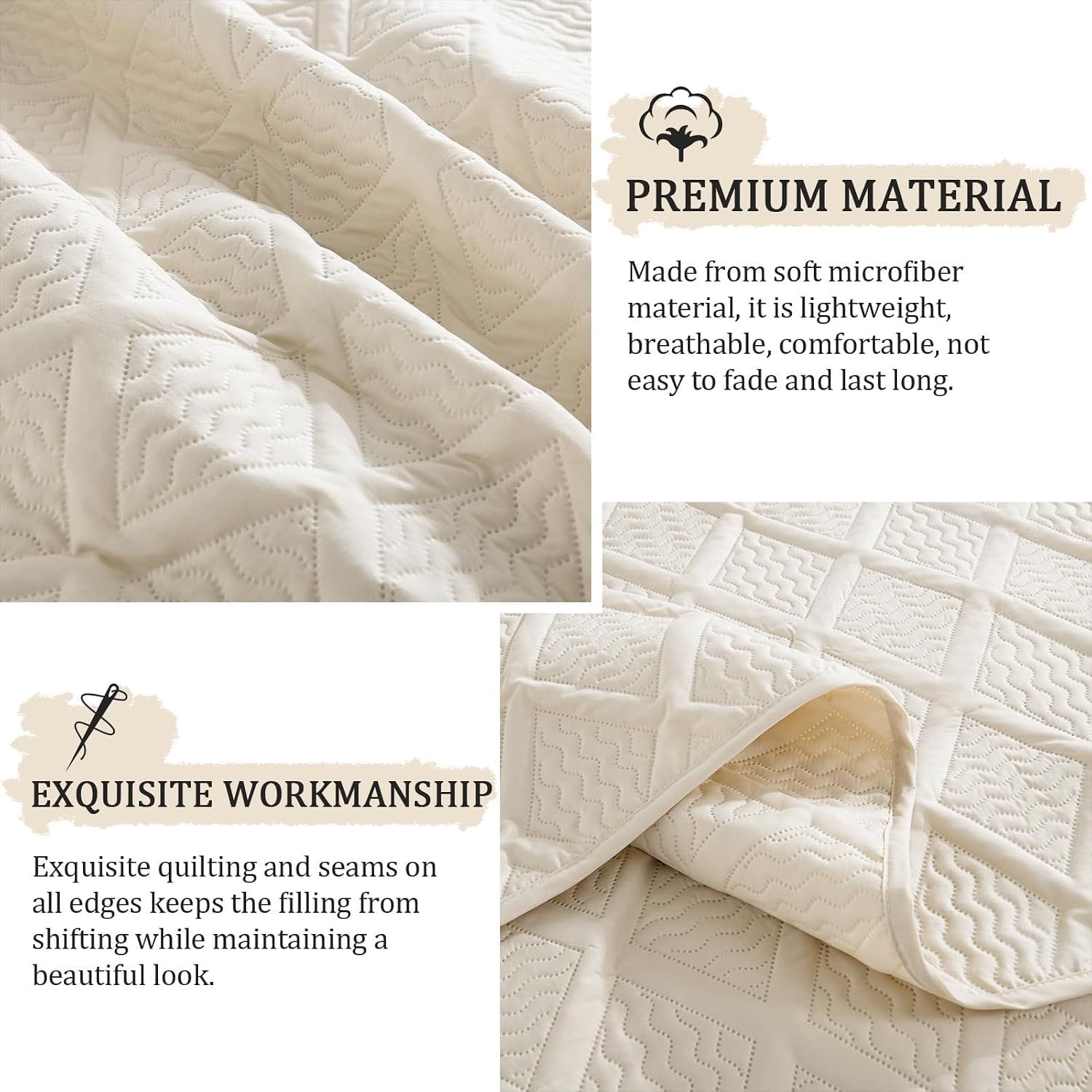 Beige Quilted Bedspread Set 230x250cm