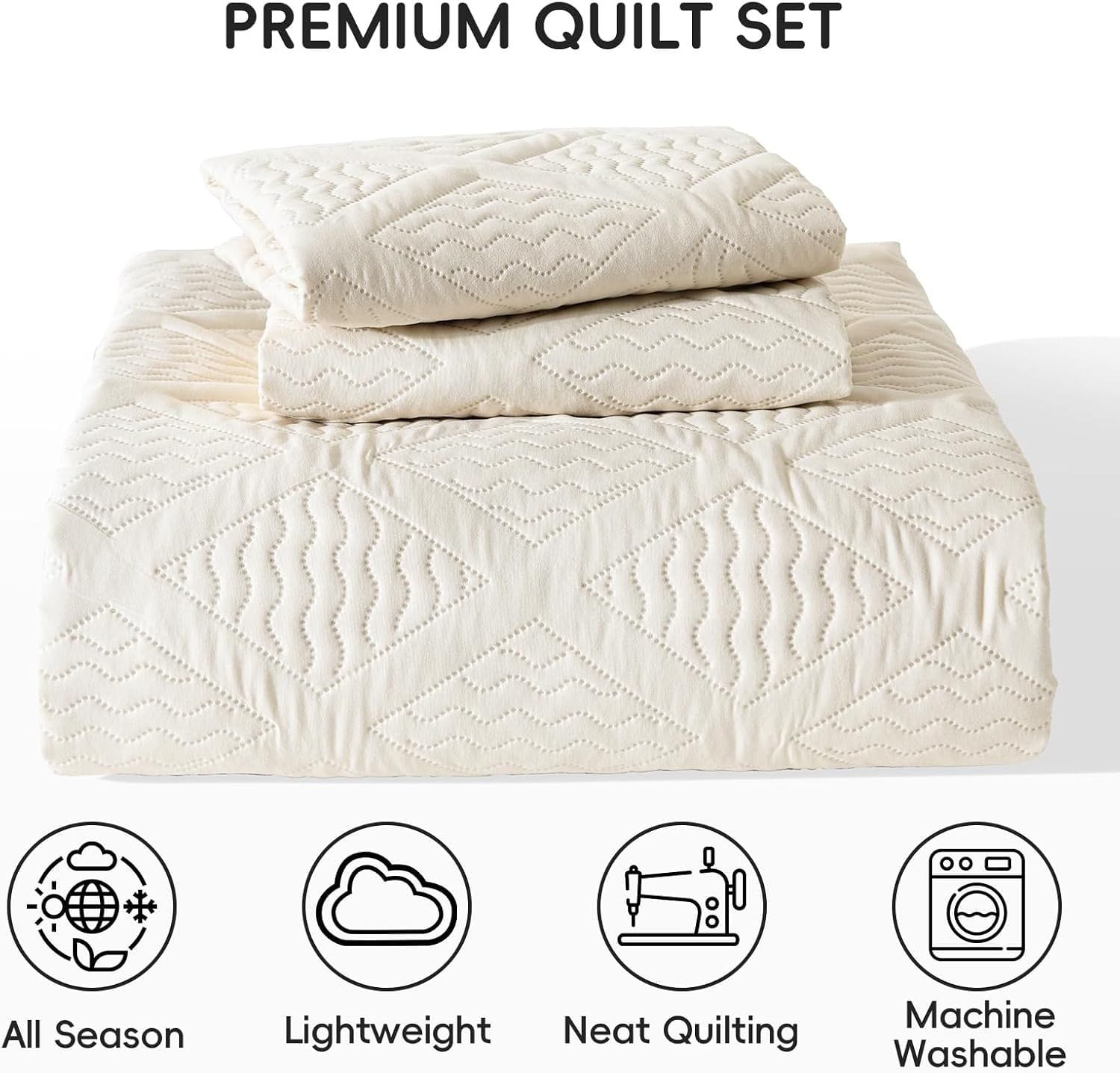 Beige Quilted Bedspread Set 230x250cm