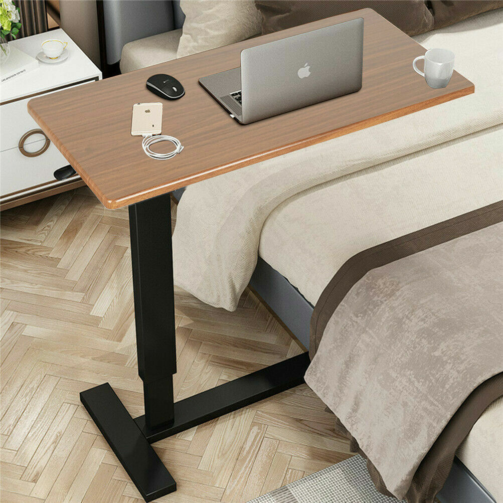Overbed Table Adjustable Height Wheels Bedside | Simpledeals