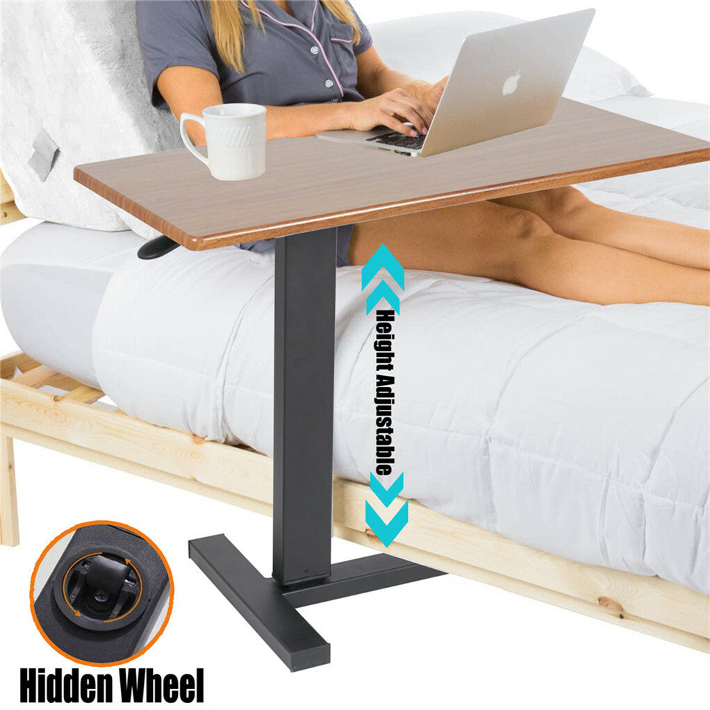 Overbed Table Adjustable Height Wheels Bedside | Simpledeals