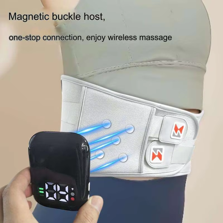 Grey And Orange Wireless Heated Waist Massager with Lumbar Support