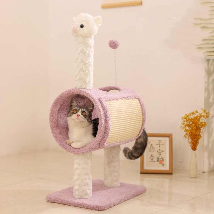 Yellow Chicken-Theme Cat Tree with Tunnel Multi-Functional | Yellow colour
