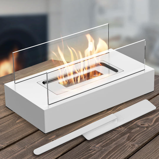 Vases & Table Decor - Portable Bioethanol Fireplace -Rectangular Design Black/White