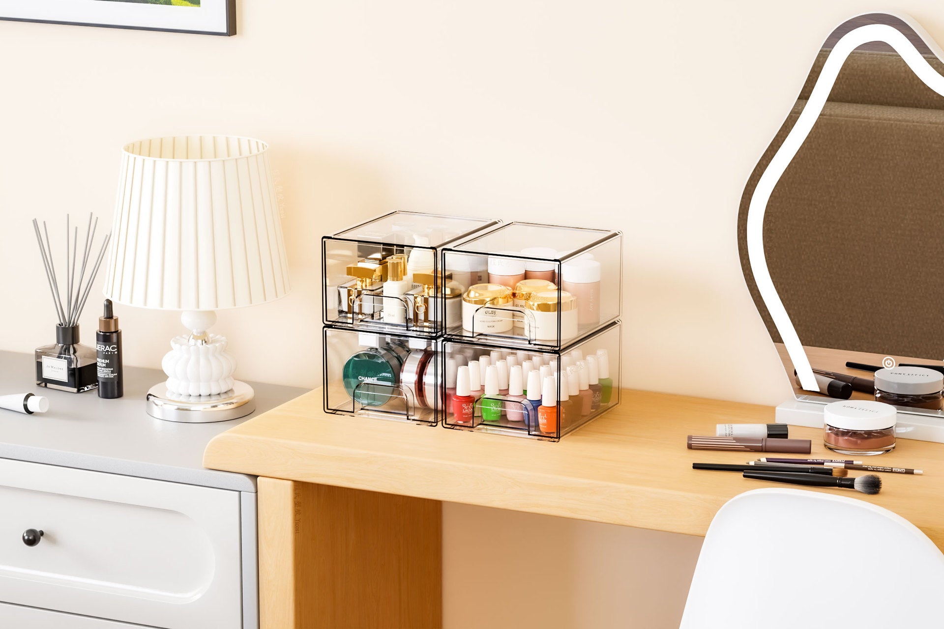 Clear Storage Drawers Stackable single