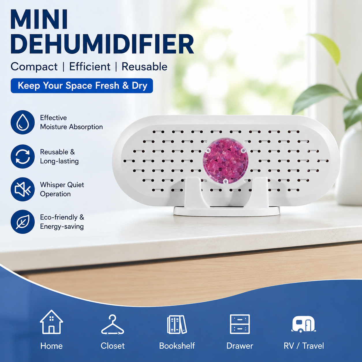 Mini Rechargeable Dehumidifier Wardrobe Closet | Simpledeals