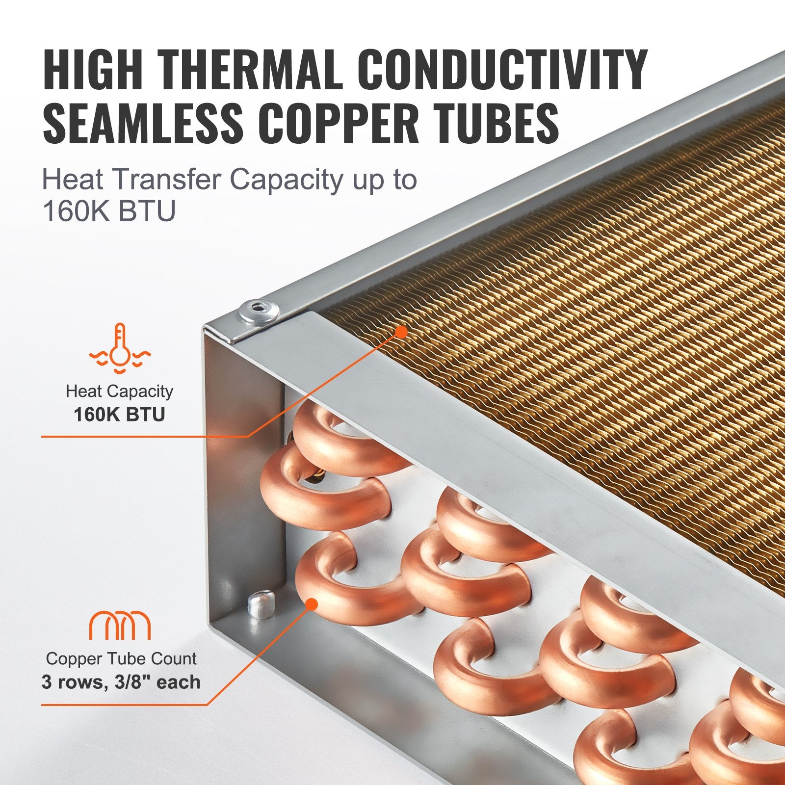 20X 20 Heat Exchanger Water To Air 3-Row 3/8 Copper Ports 242 Fins
