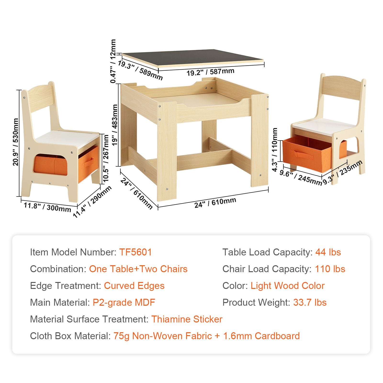 Kids Table Set Wooden Activity