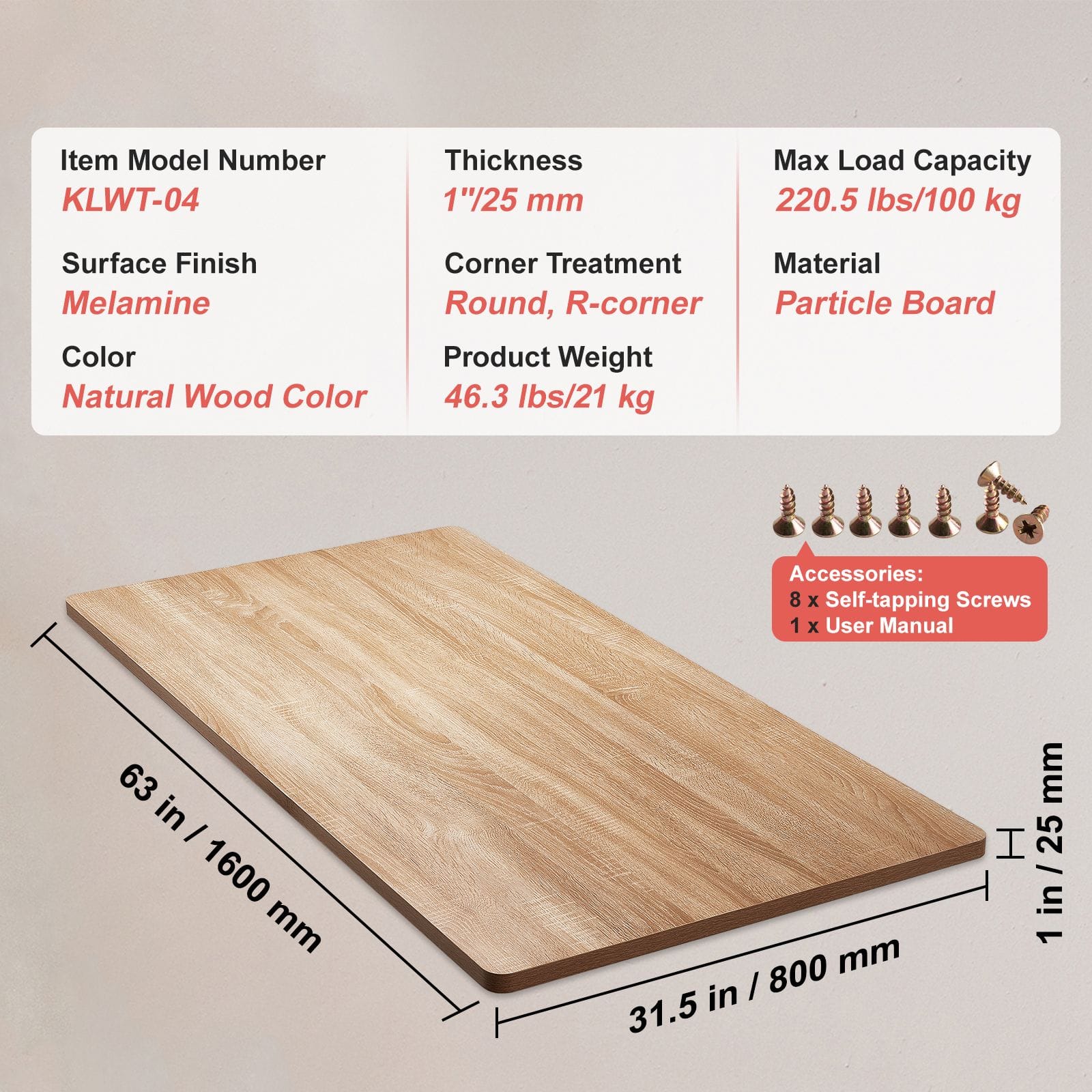 Desk Top 63 Inch Particle Board