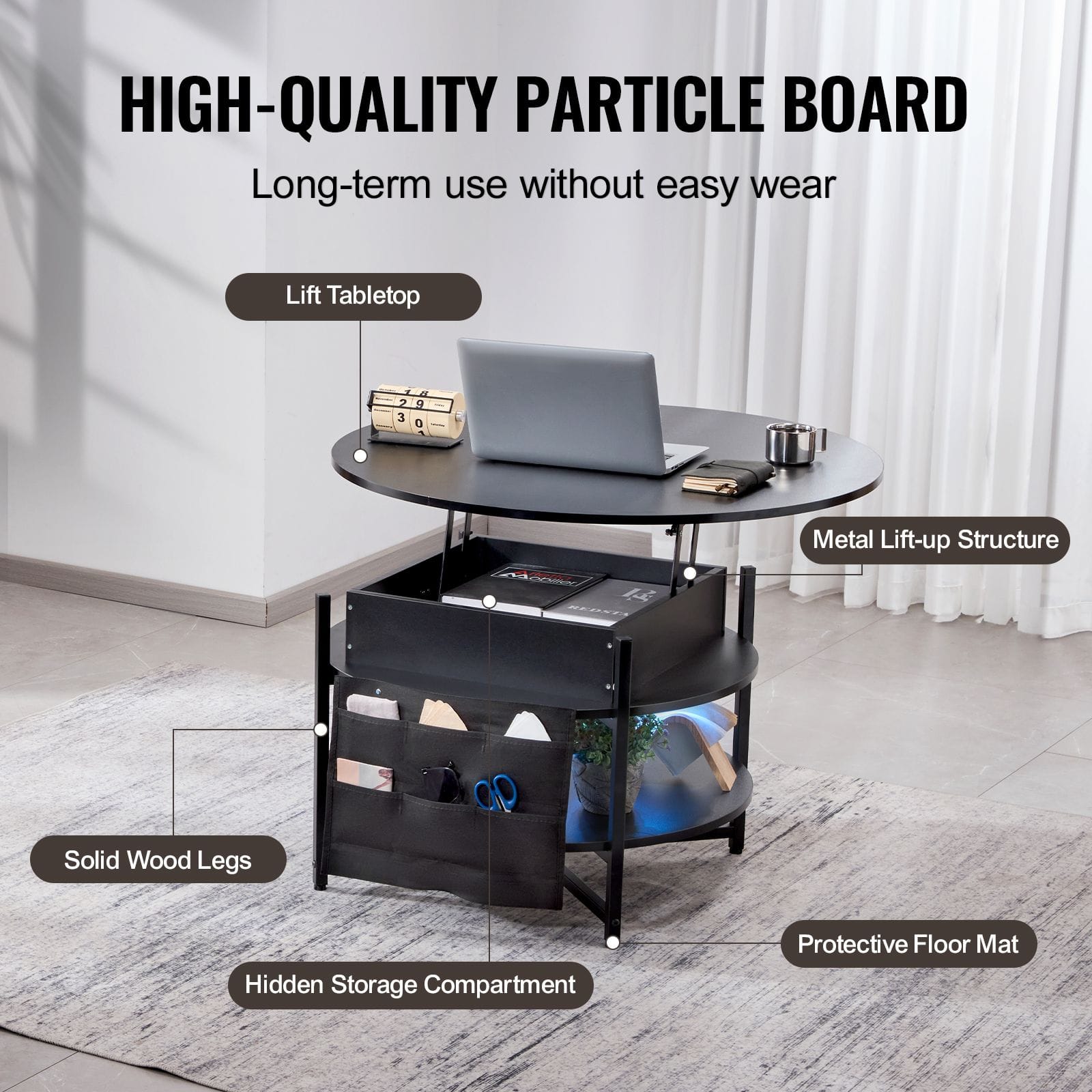 Round Coffee Table Adjustable Height