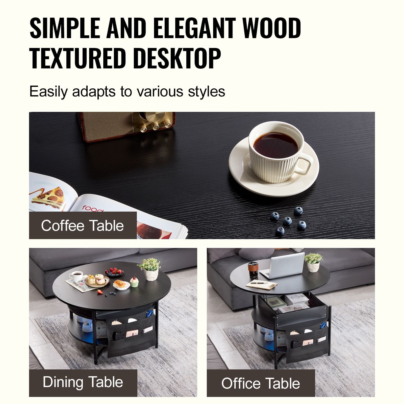 Round Coffee Table Adjustable Height