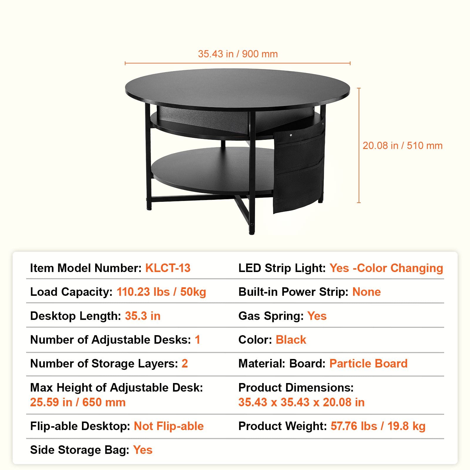 Round Coffee Table Adjustable Height